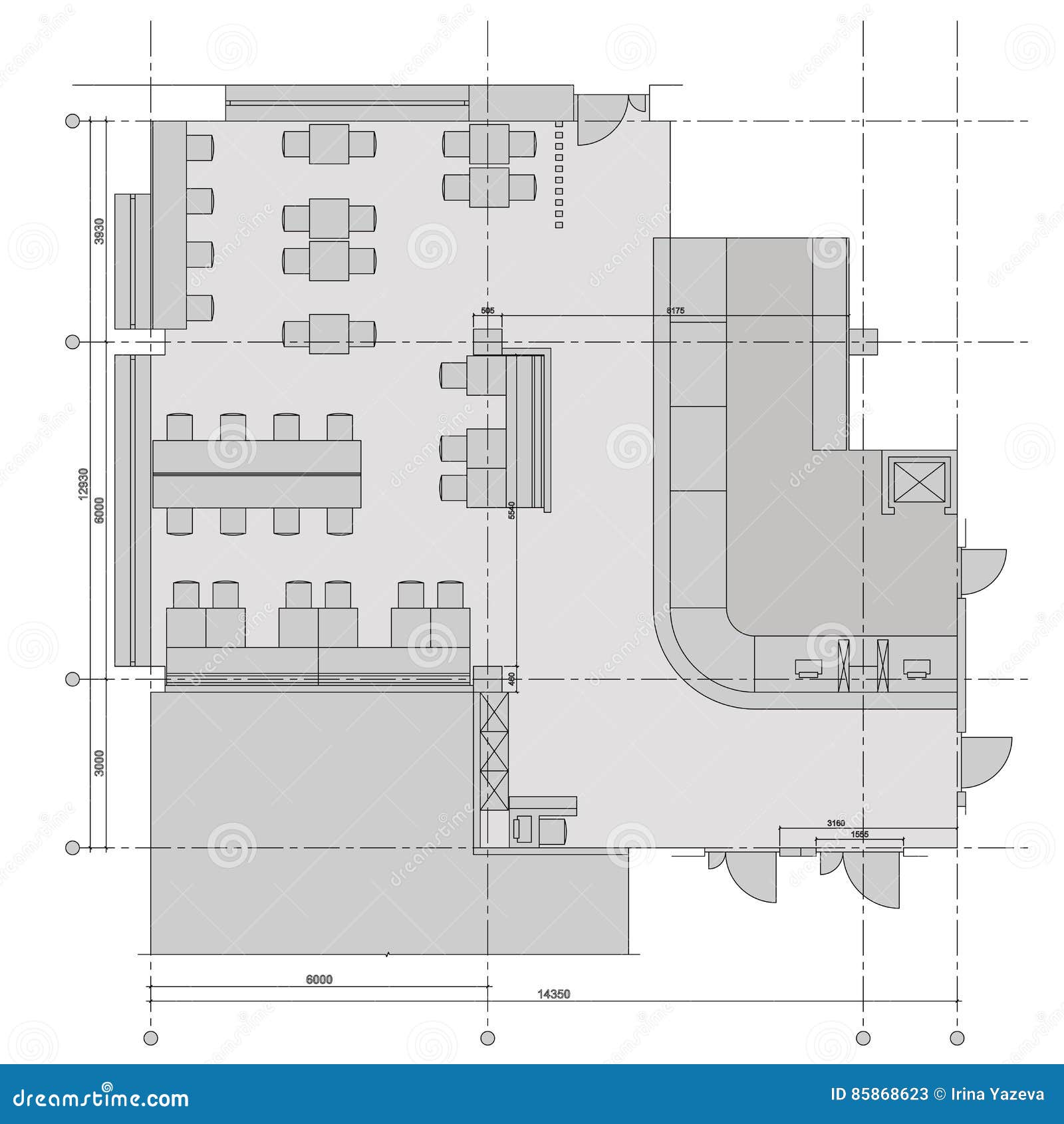 Standard Cafe Furniture Symbols on Floor Plans Stock Vector ...