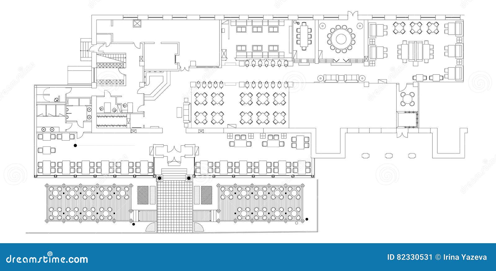 Standard Cafe Furniture Symbols On Floor Plans Stock