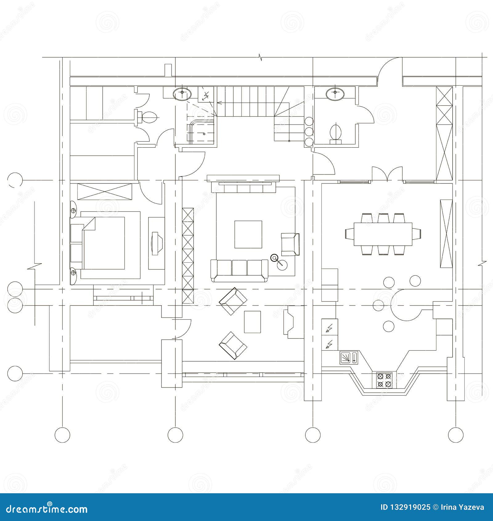 standard-furniture-symbols-on-floor-house-plans-stock-vector-illustration-of-line-isolated