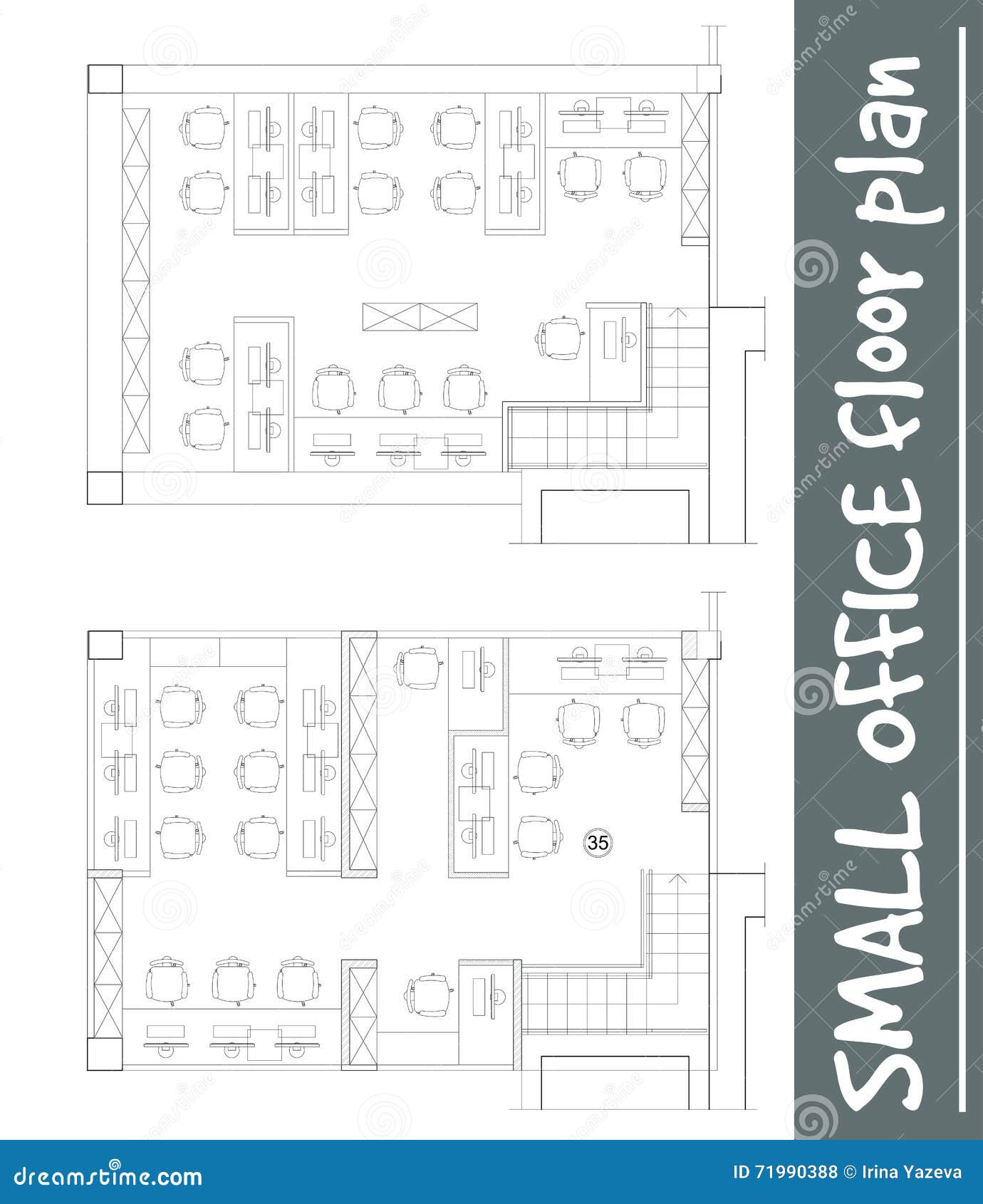 Standard Office Furniture Symbols On Floor Plans Stock