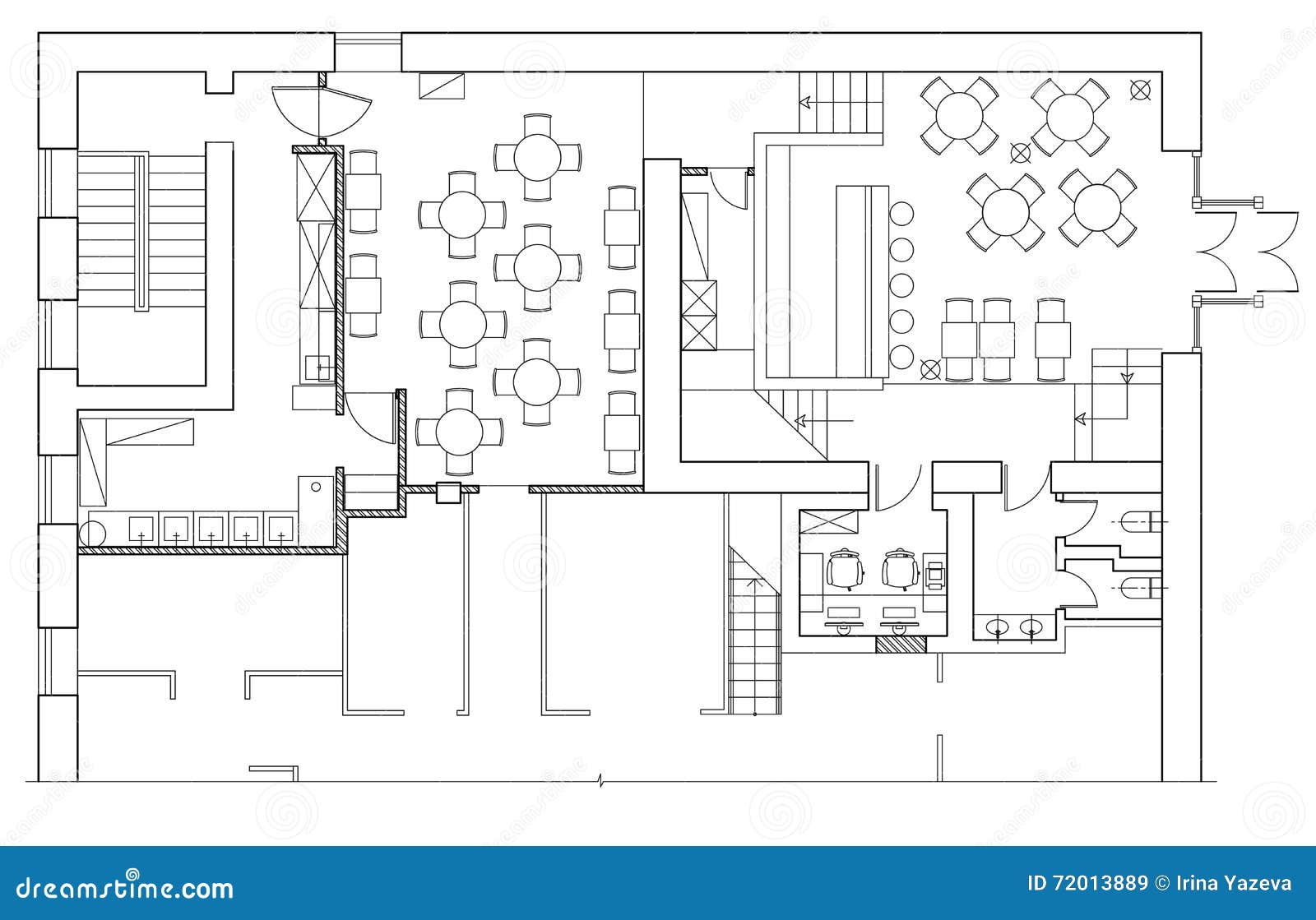 Standard Office Furniture Symbols On Floor Plans Stock Vector