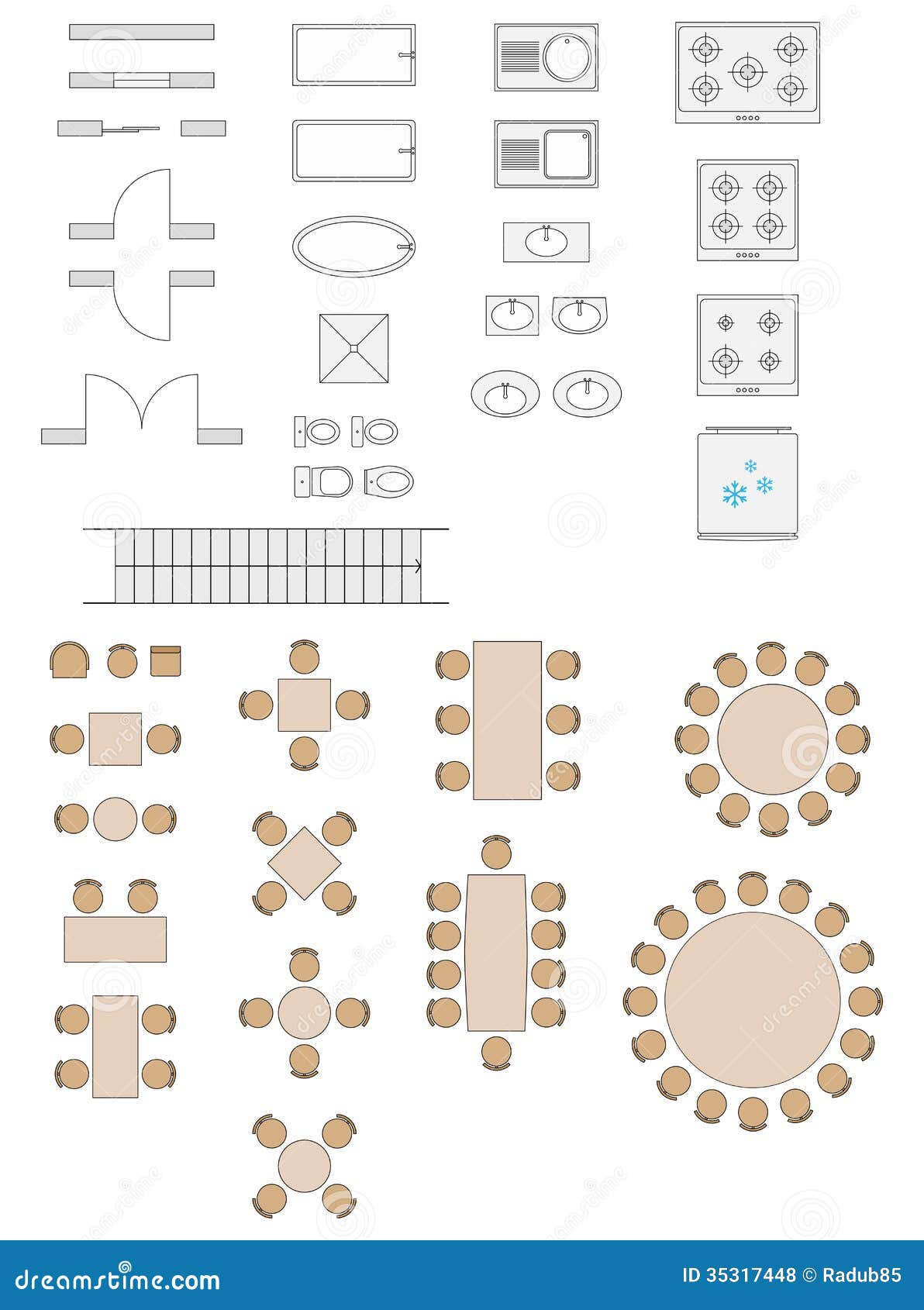 Standard Symbols Used In Architecture Plans Stock Vector - Illustration