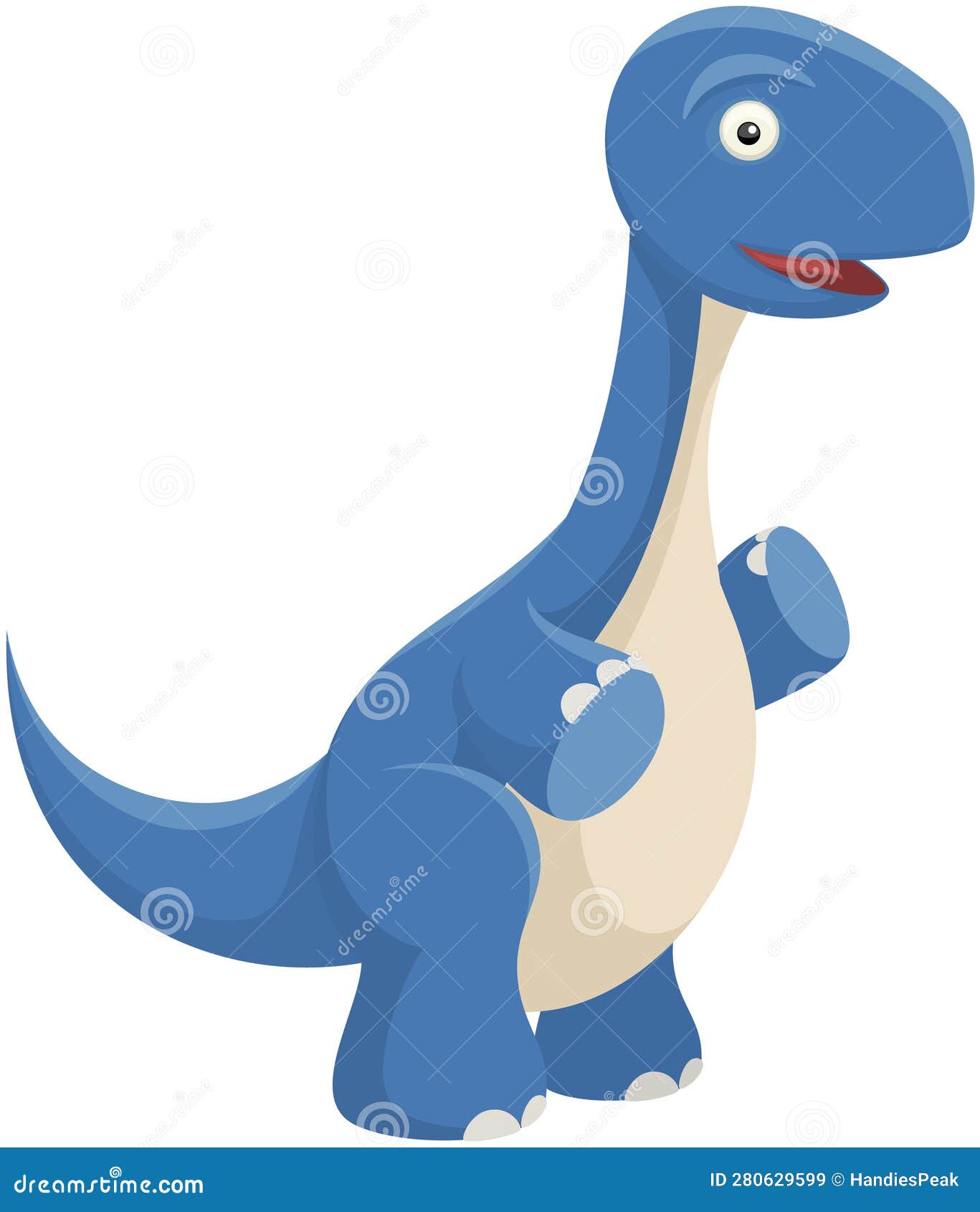 Standing Blue Cartoon Dinosaur Stock Vector Illustration of smiling