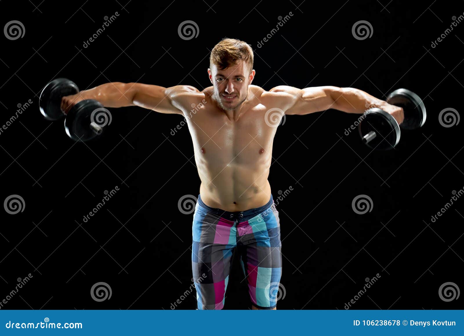 Standing dumbbell fly stock photo. Image of goal, exercise - 106238678