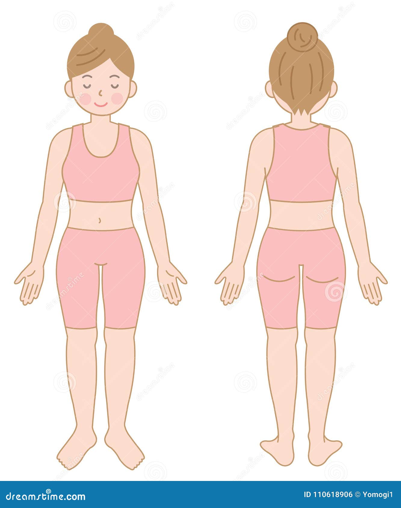 Standing Female Body. Beauty And Health Care Concept Stock Vector