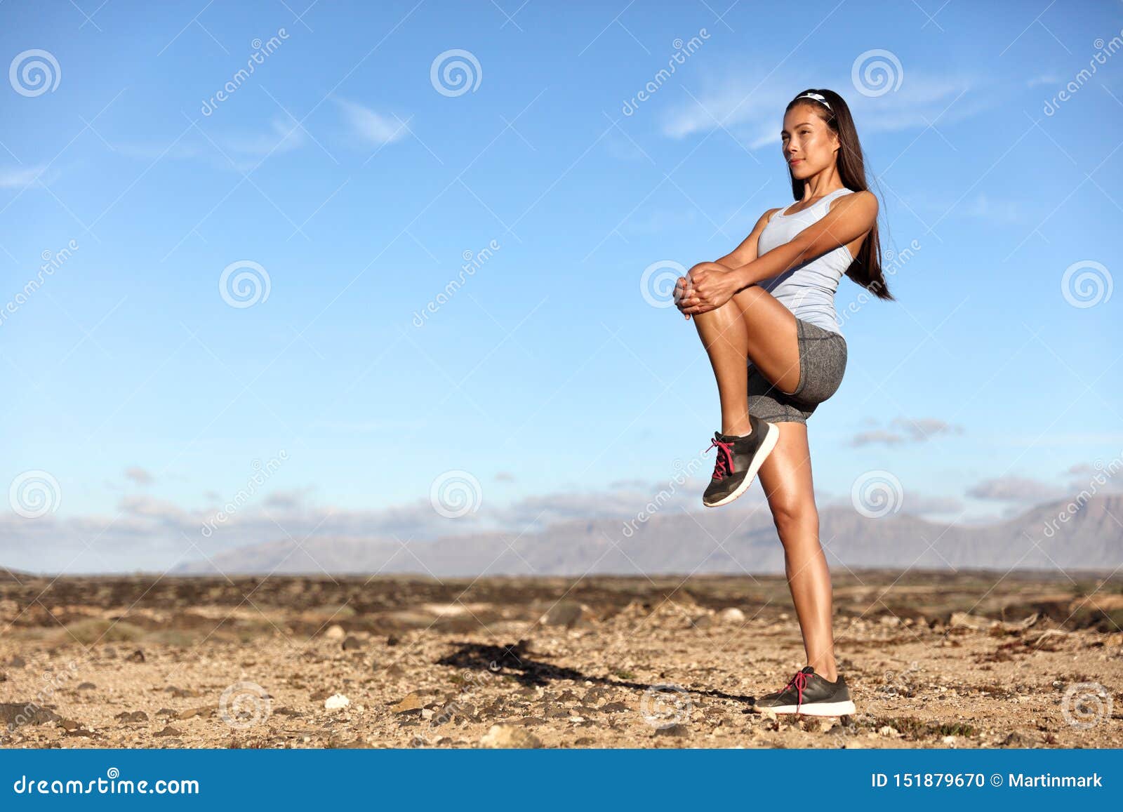 Standing Glutes Leg Stretch Fitness Woman Workout Stock Photo - Image of  fitness, person: 151879670