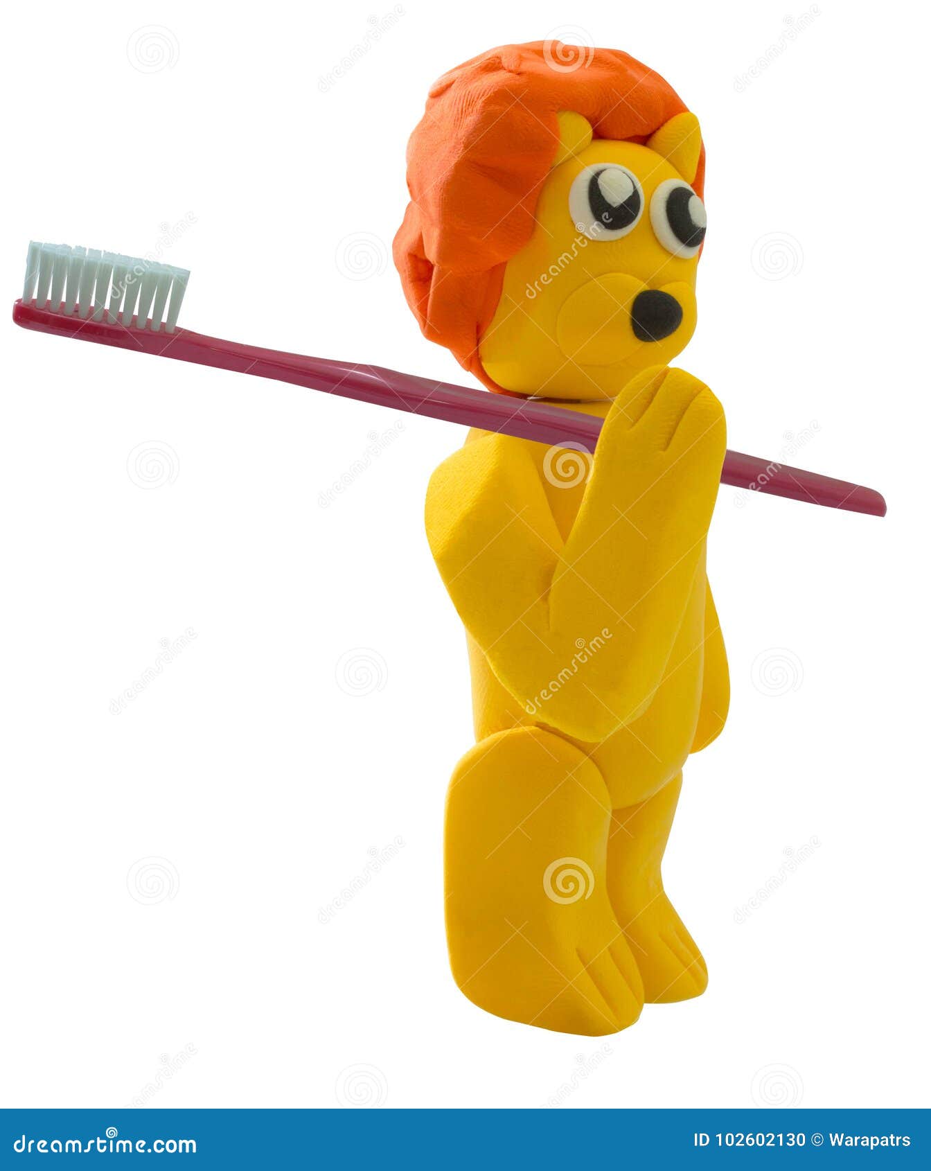 Standing Lion and Toothbrush in Concept Dentist Stock Photo Image of isolated, clay 102602130