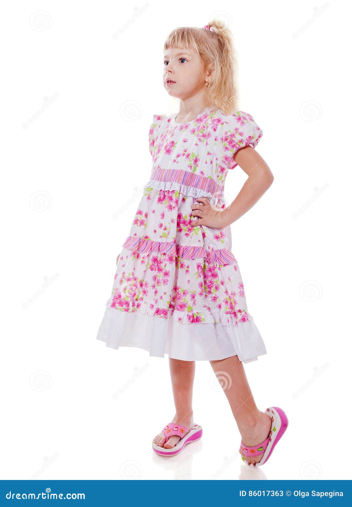 Standing little girl stock image. Image of cheerful, pink - 86017363