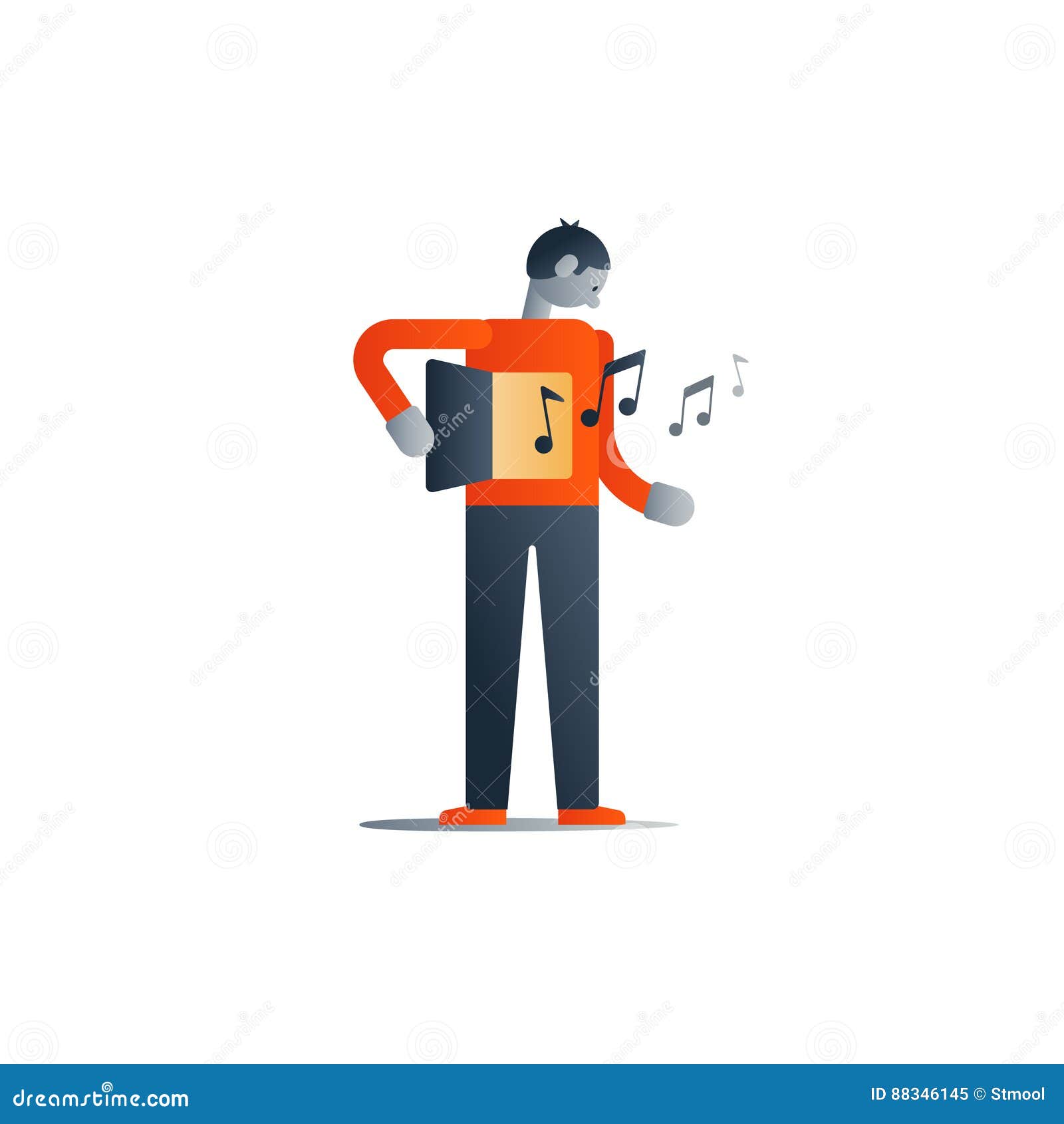 Standing Man, Gut Feeling, Creative Thinking Concept Stock Vector