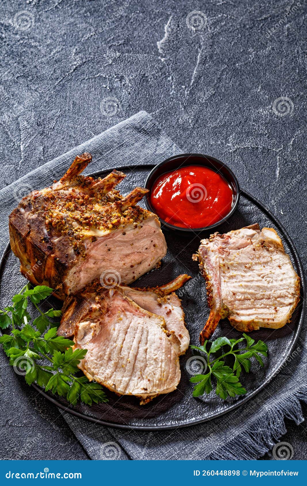 Standing Juicy Pork Rib Roast, Top View Stock Photo - Image of ...