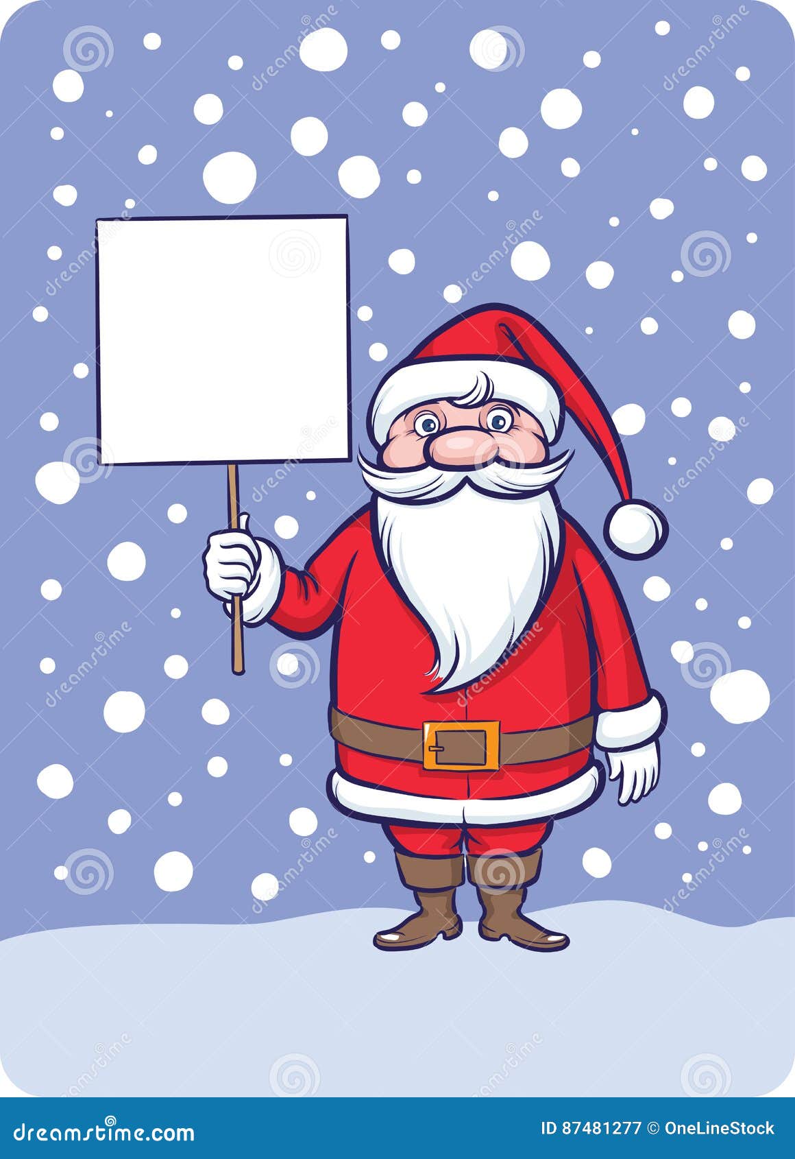 Standing Santa Claus With Blank Placard Stock Vector
