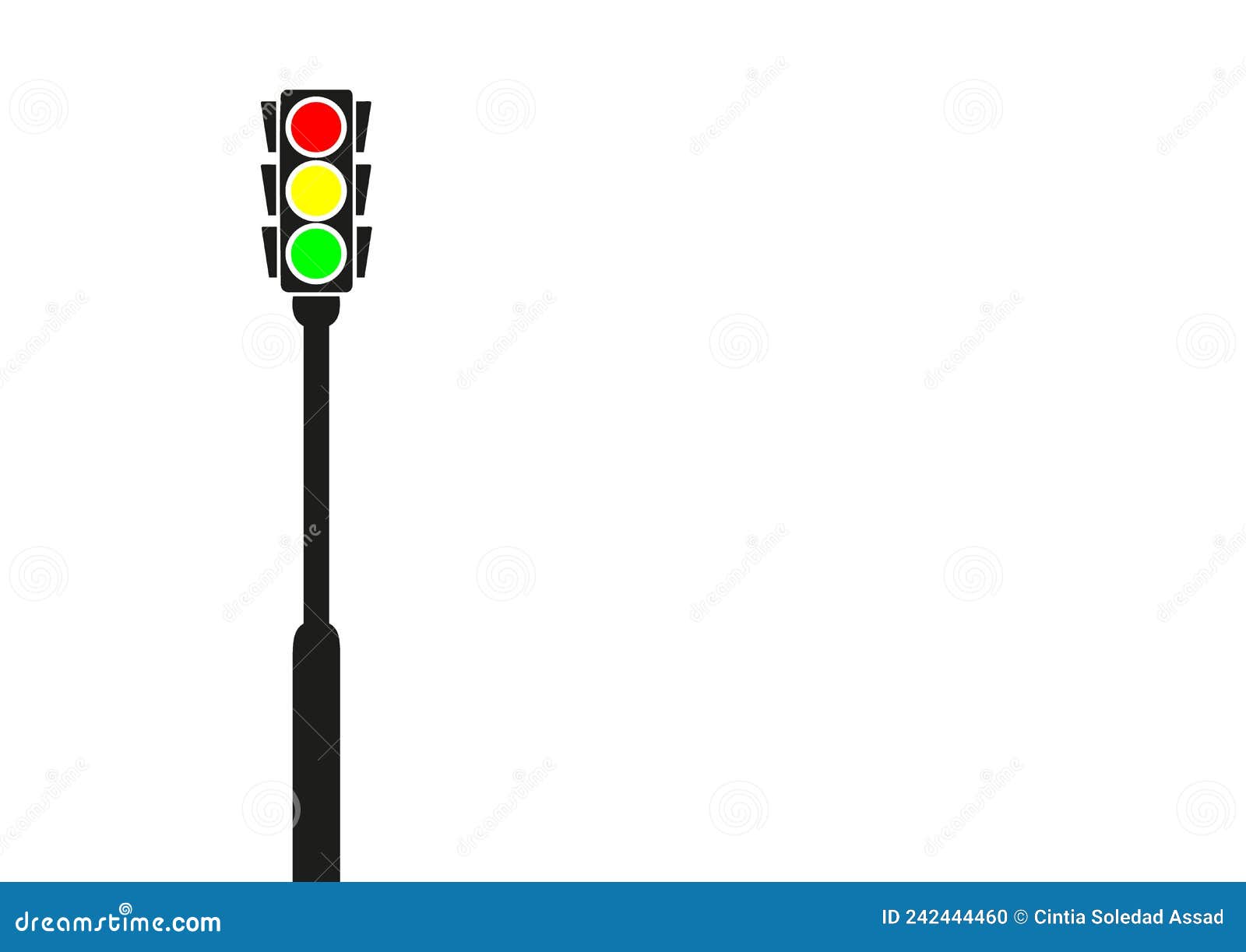standing traffic light with space for text, white background