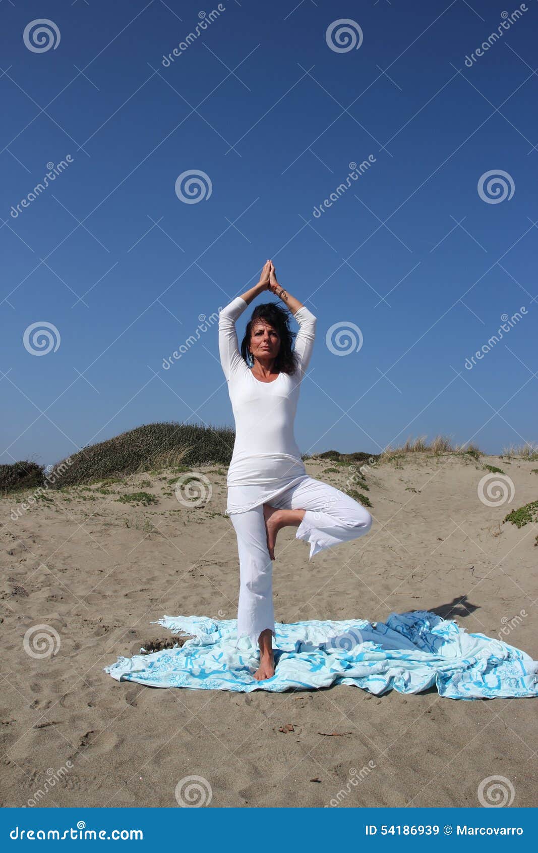 Standing tree yoga pose stock image. Image of tree, balance 54186939