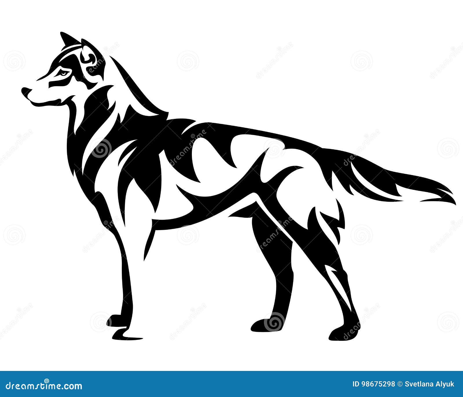 Wolf Side View Drawing