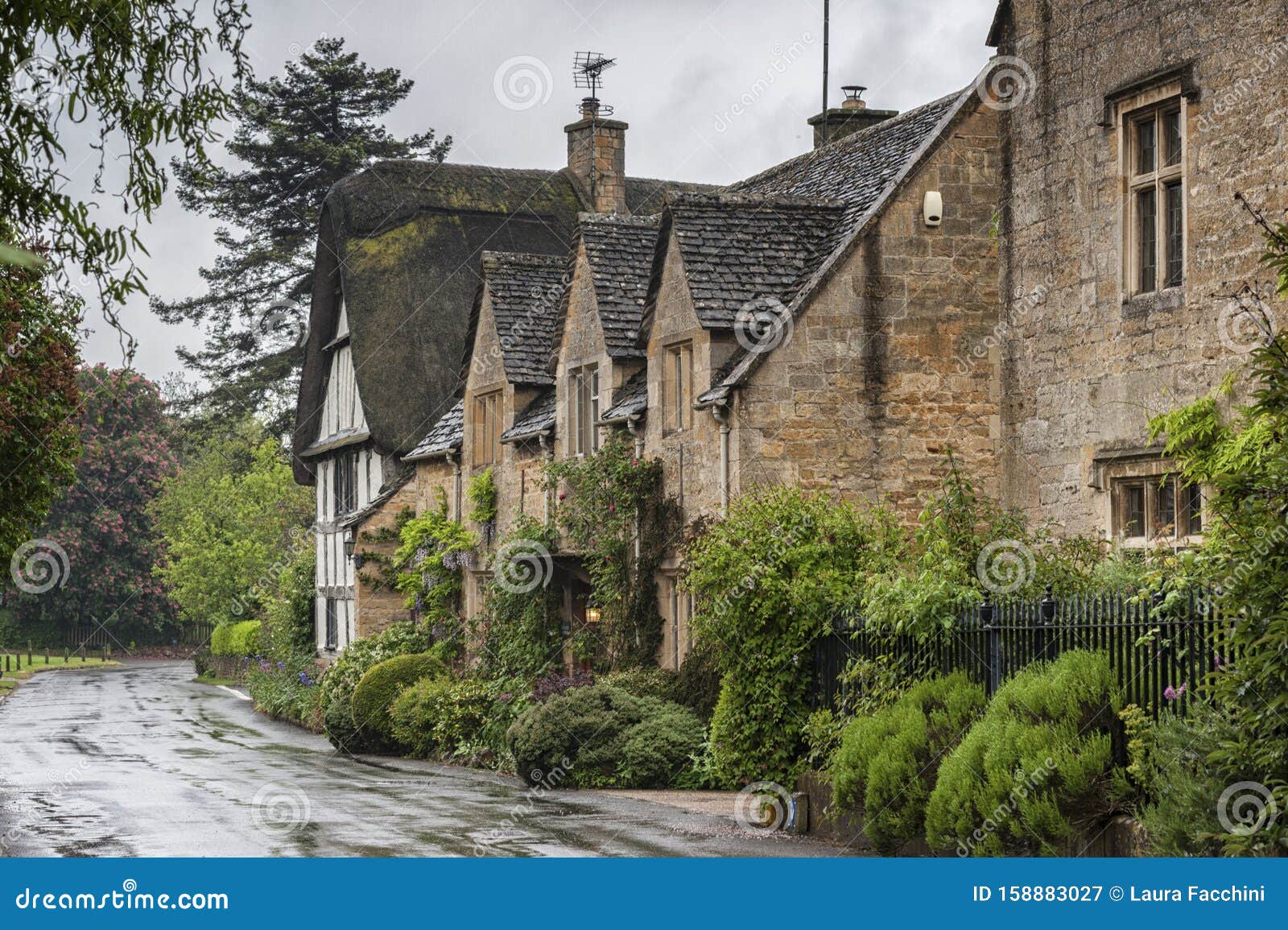 STANTON, ENGLAND - MAY, 26 2018: Stanton is a village in the Cotswolds district of Gloucestershire and is built almost completely of Cotswold stone, a honey-coloured Jurassic limestone