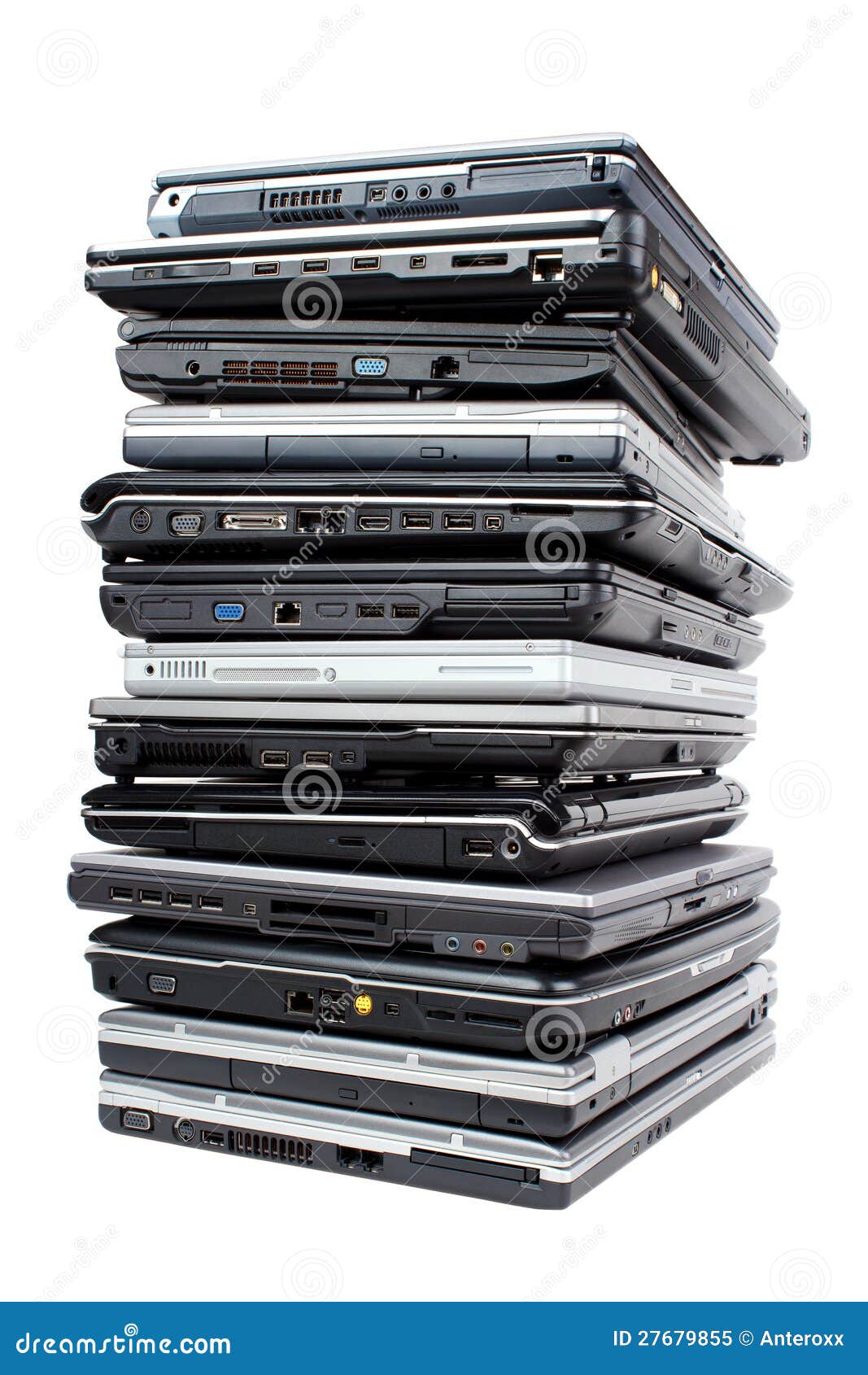 Stapel van laptops stock afbeelding. Image of computers 27679855