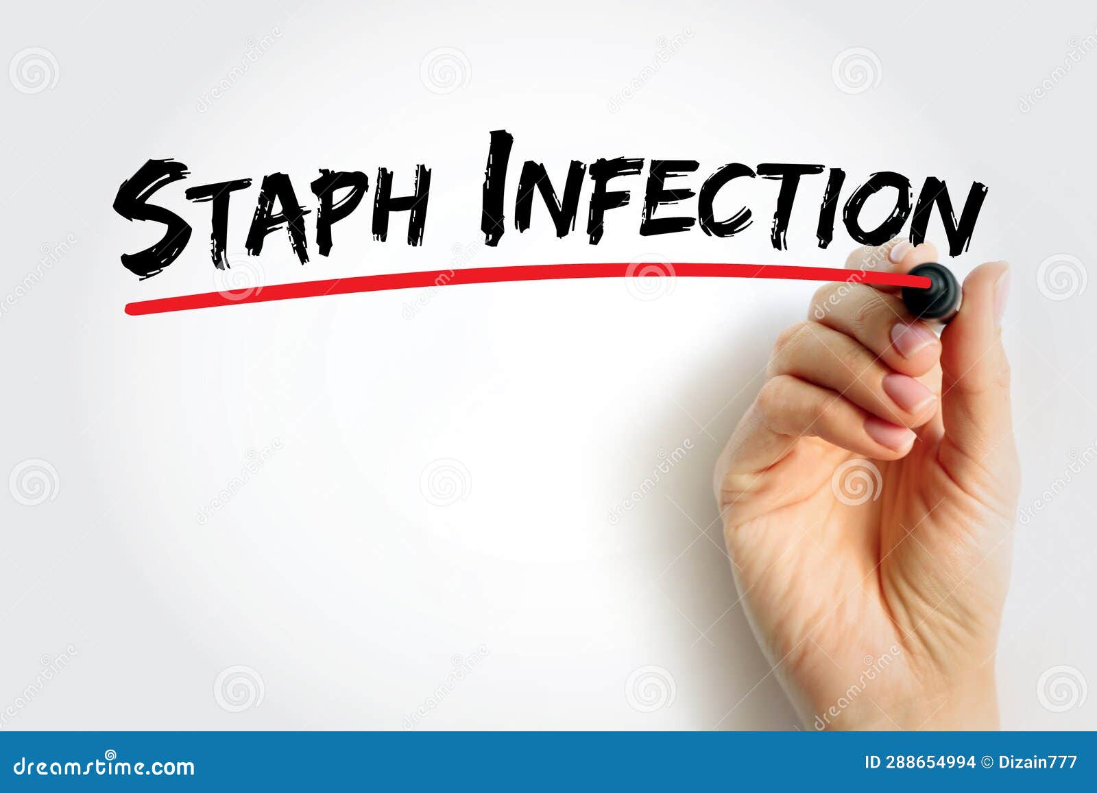Staph Infection are Caused by Staphylococcus Bacteria, Medical Text Concept Background Stock