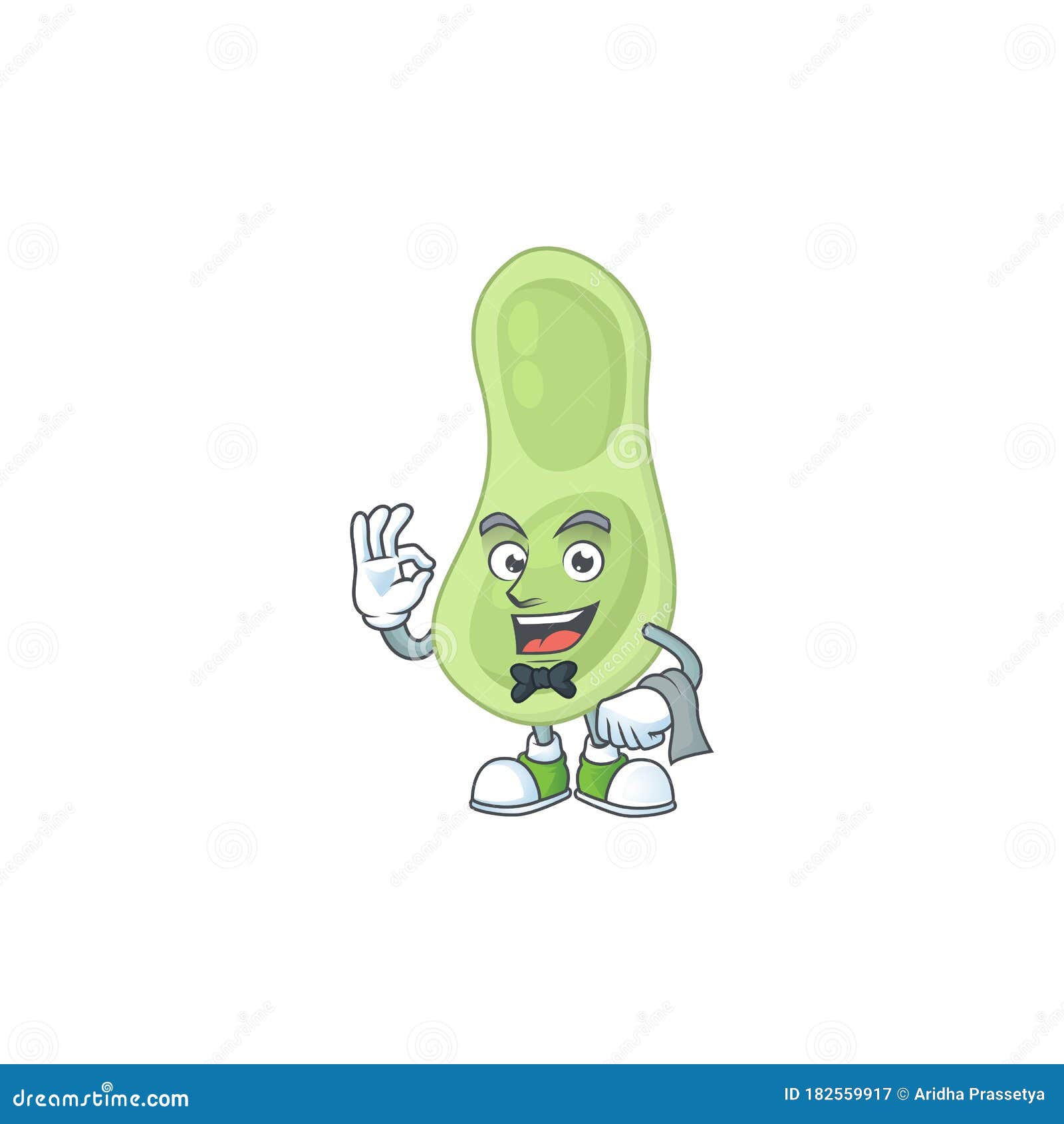 A Staphylococcus Pneumoniae Waiter Cartoon Character Ready To Serve ...