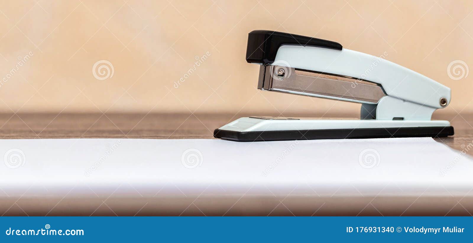 Stapler Near Sheets of White Paper, Copy Space_ Stock Photo Image of