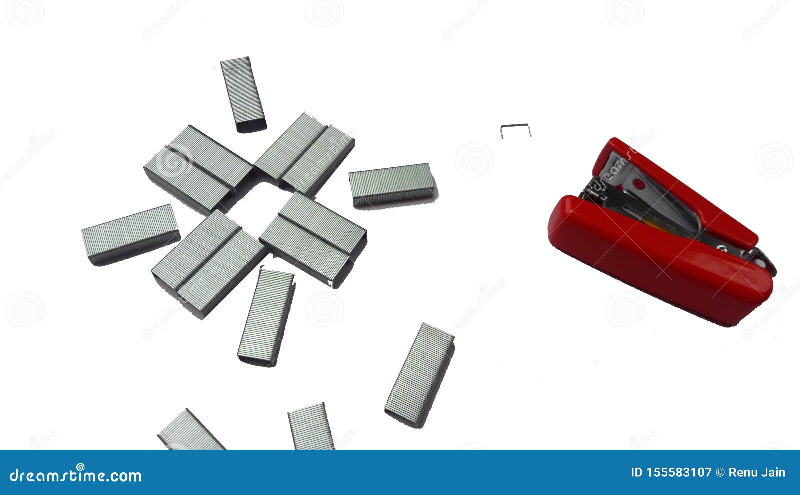 Stapler Pins and Stapler Isolated on White Background Stock Image