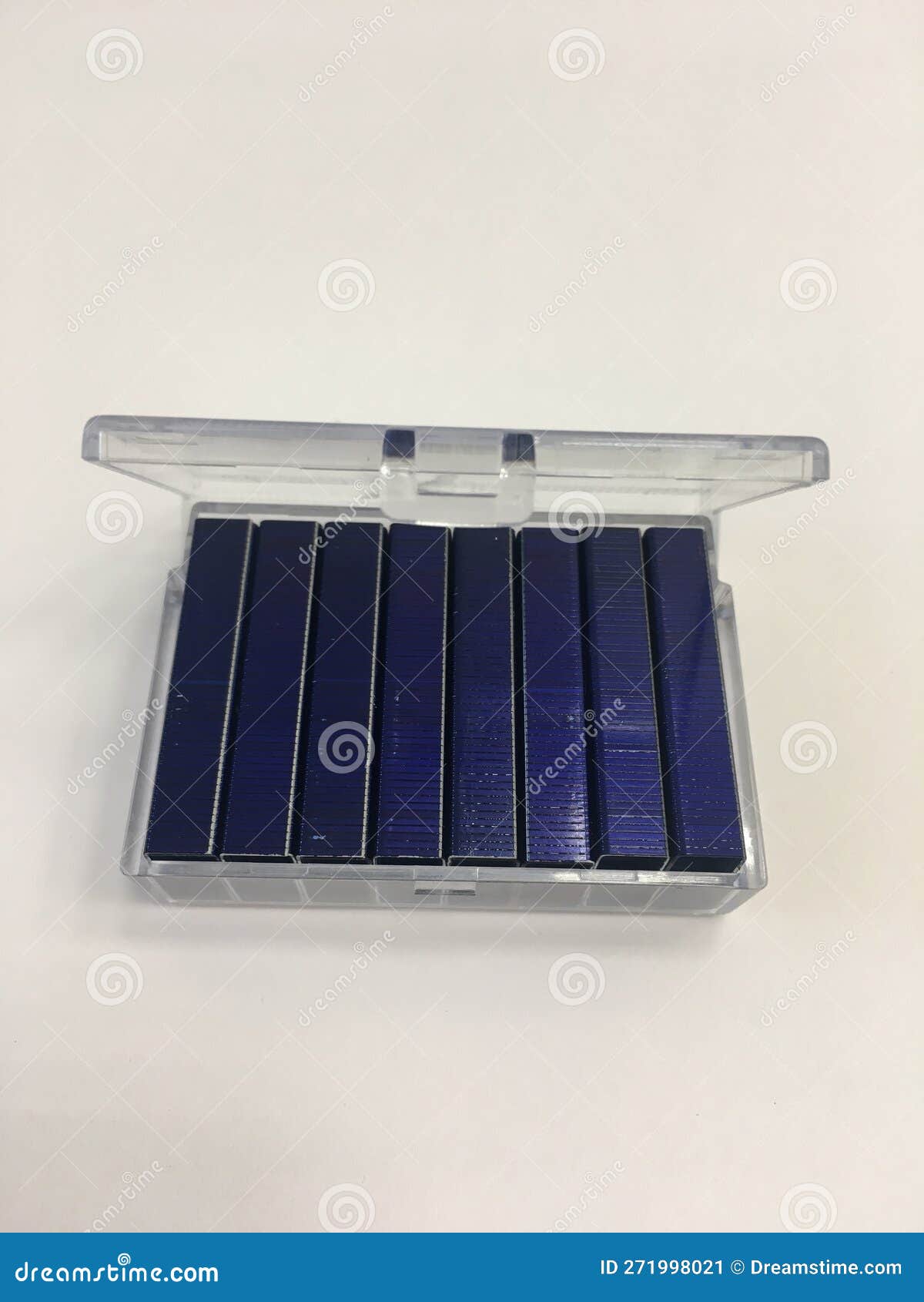 Stapler Staples in a Transparent Plastic Box Stock Image Image of purple, circle 271998021
