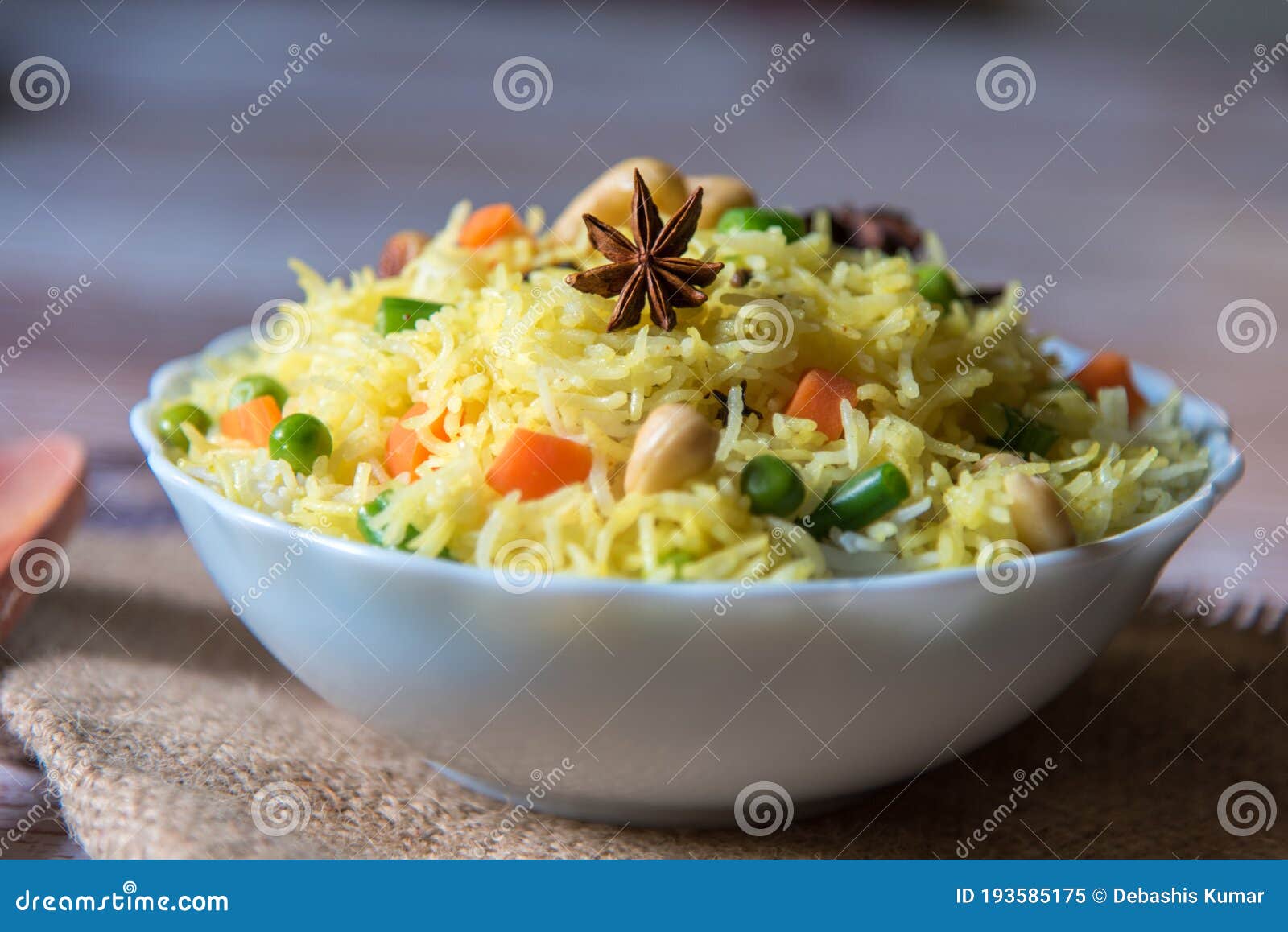 star anise on flavoured rice with vegetable