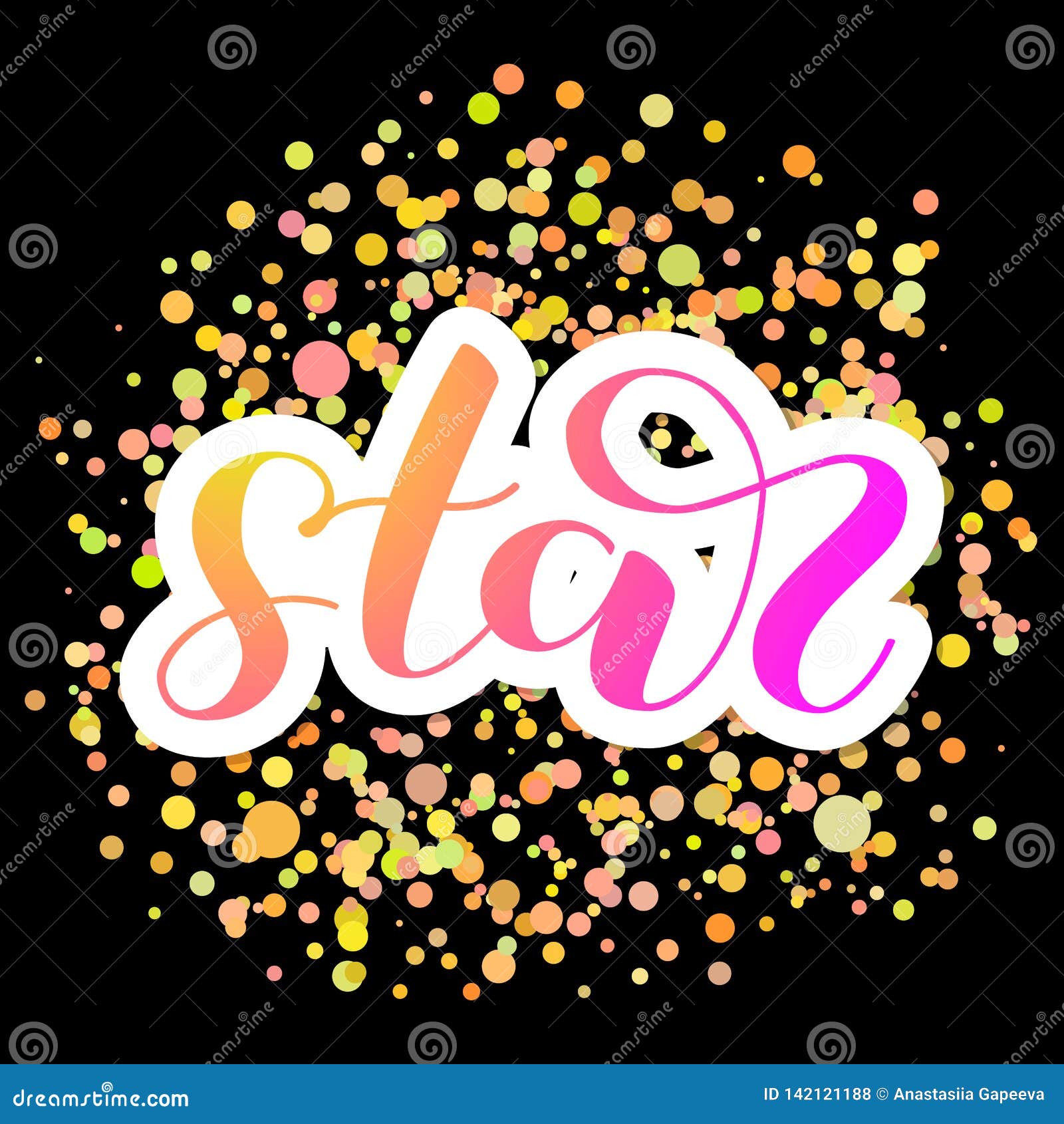 Star Brush Lettering Sticker. Vector Illustration for Clothes or Card ...