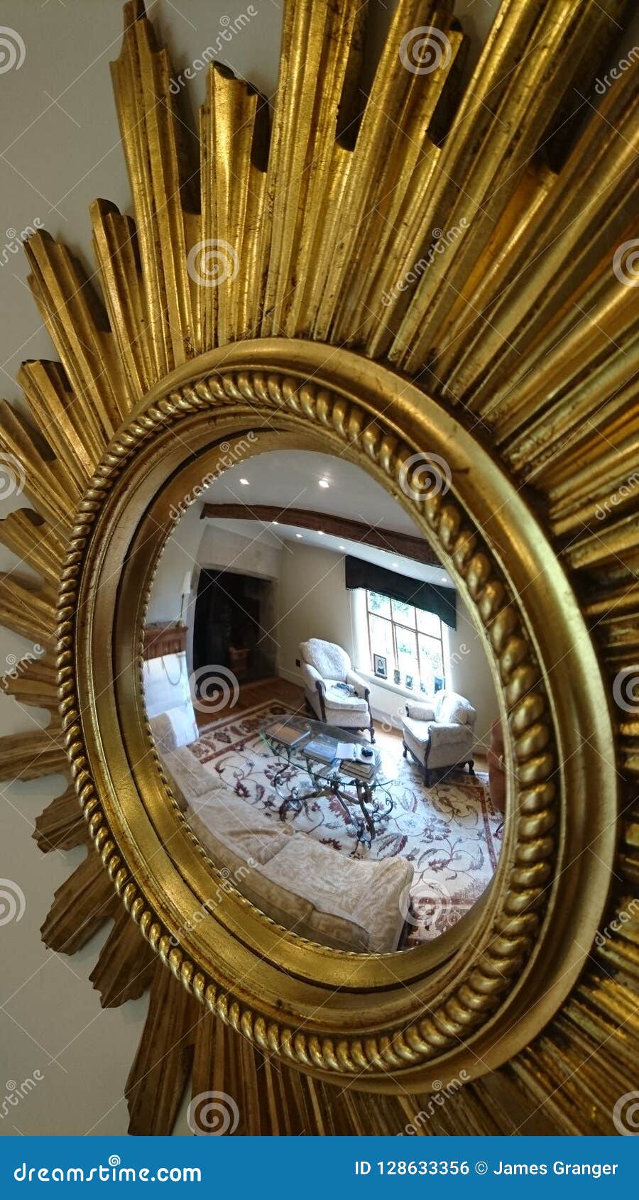Large Ornate Decorative Starburst Retro Gold Mirror
