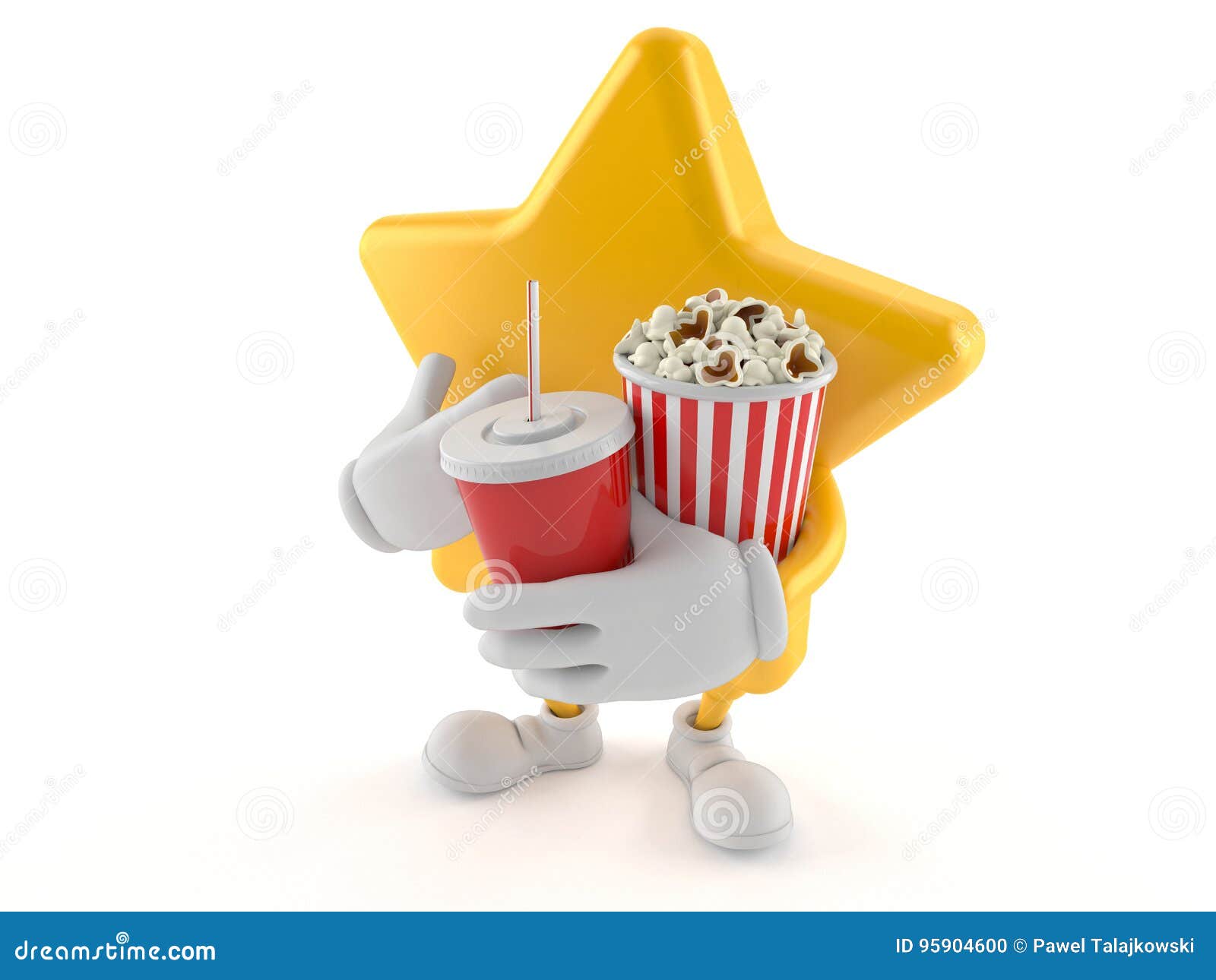 Star Character with Popcorn and Cola Stock Illustration Illustration
