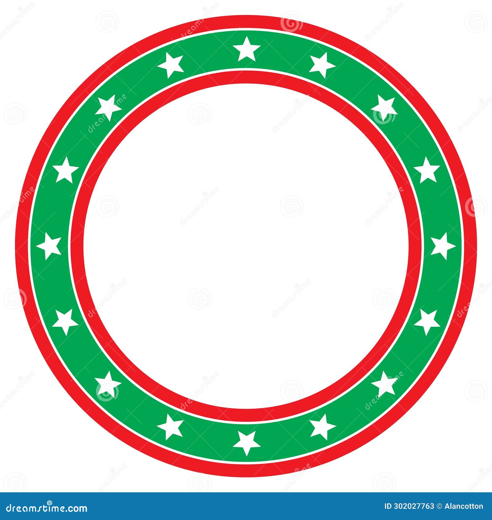 Star Circle Red White and Green Background Stock Illustration