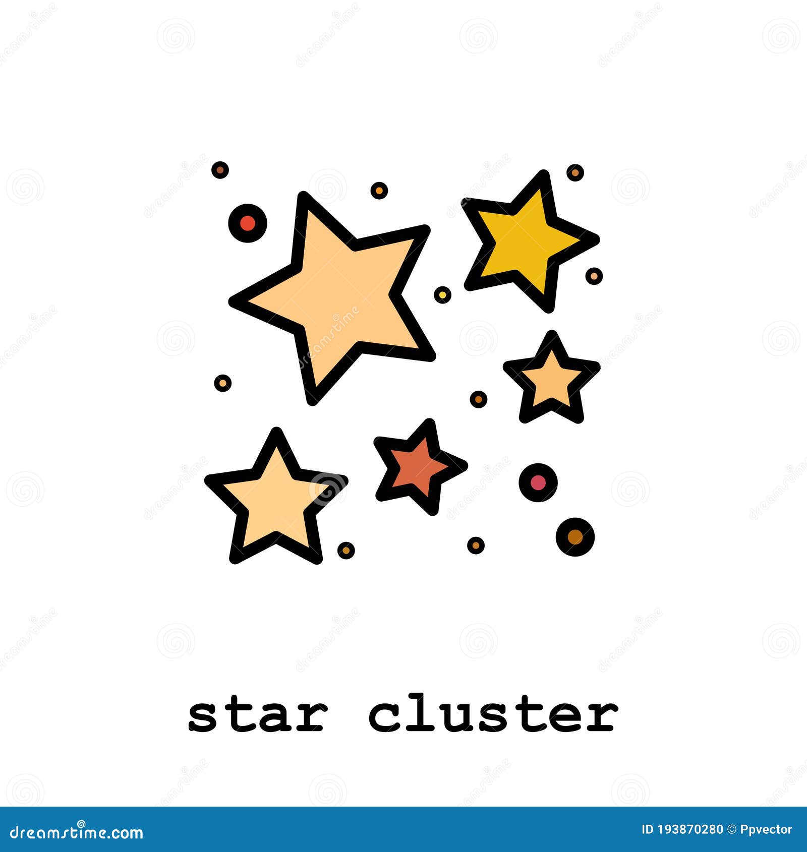 star cluster color icon thin line, linear, outline . star cluster simple sign