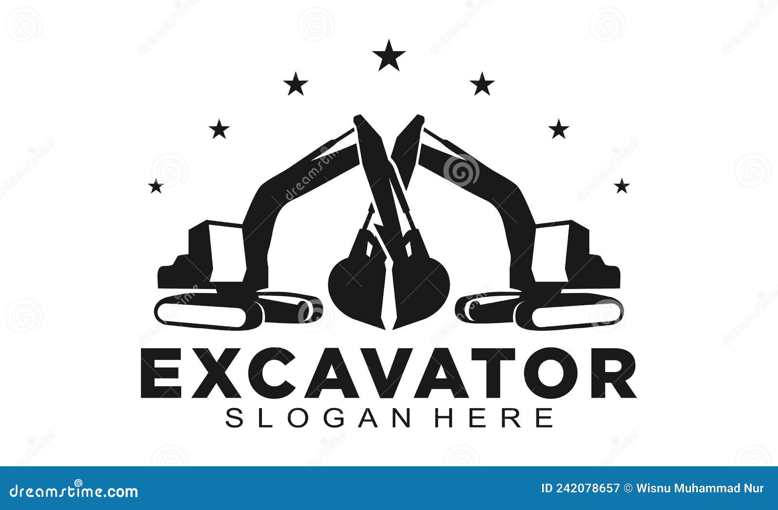 Star Excavator Illustration Logo Design Stock Vector