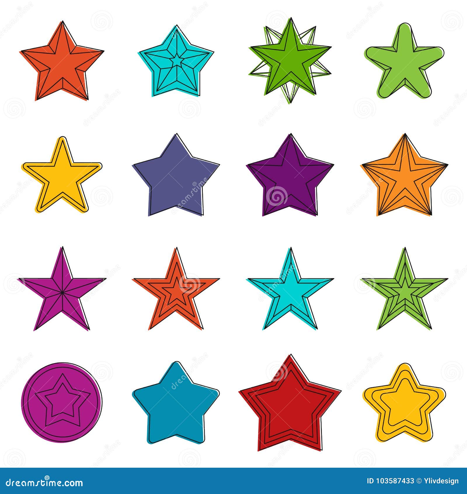 Star icons doodle set stock vector. Illustration of concept - 103587433