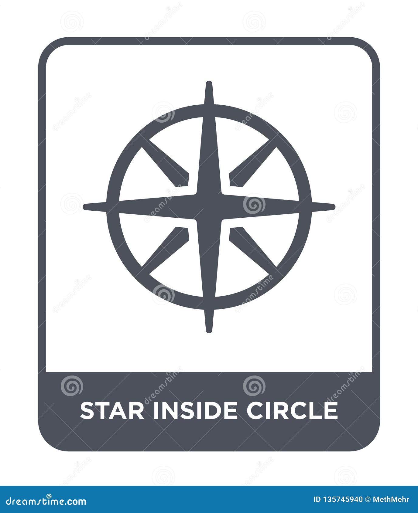 Star Inside Circle Icon In Trendy Design Style. Star Inside Circle Icon