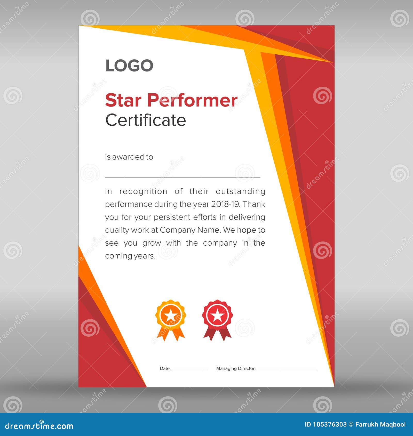 Abstract Geometric Gold and Red Certificate Stock Vector Inside Star Performer Certificate Templates