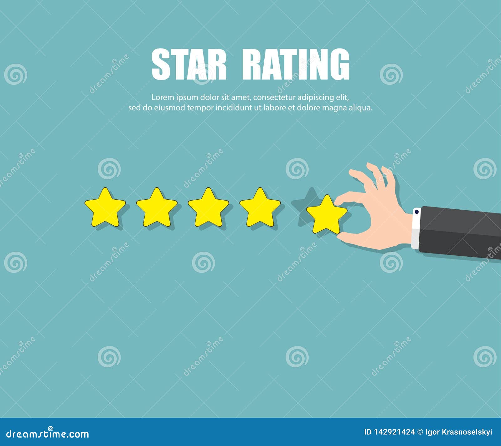 Star Rating. Hand Giving Five Star Rating Stock Vector Illustration