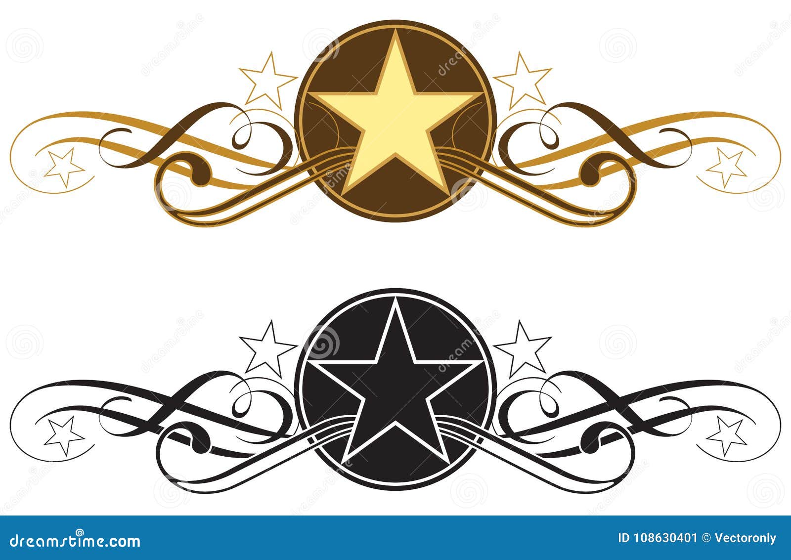 Star Scroll Border - Western Type Vector Illustraration Stock Vector