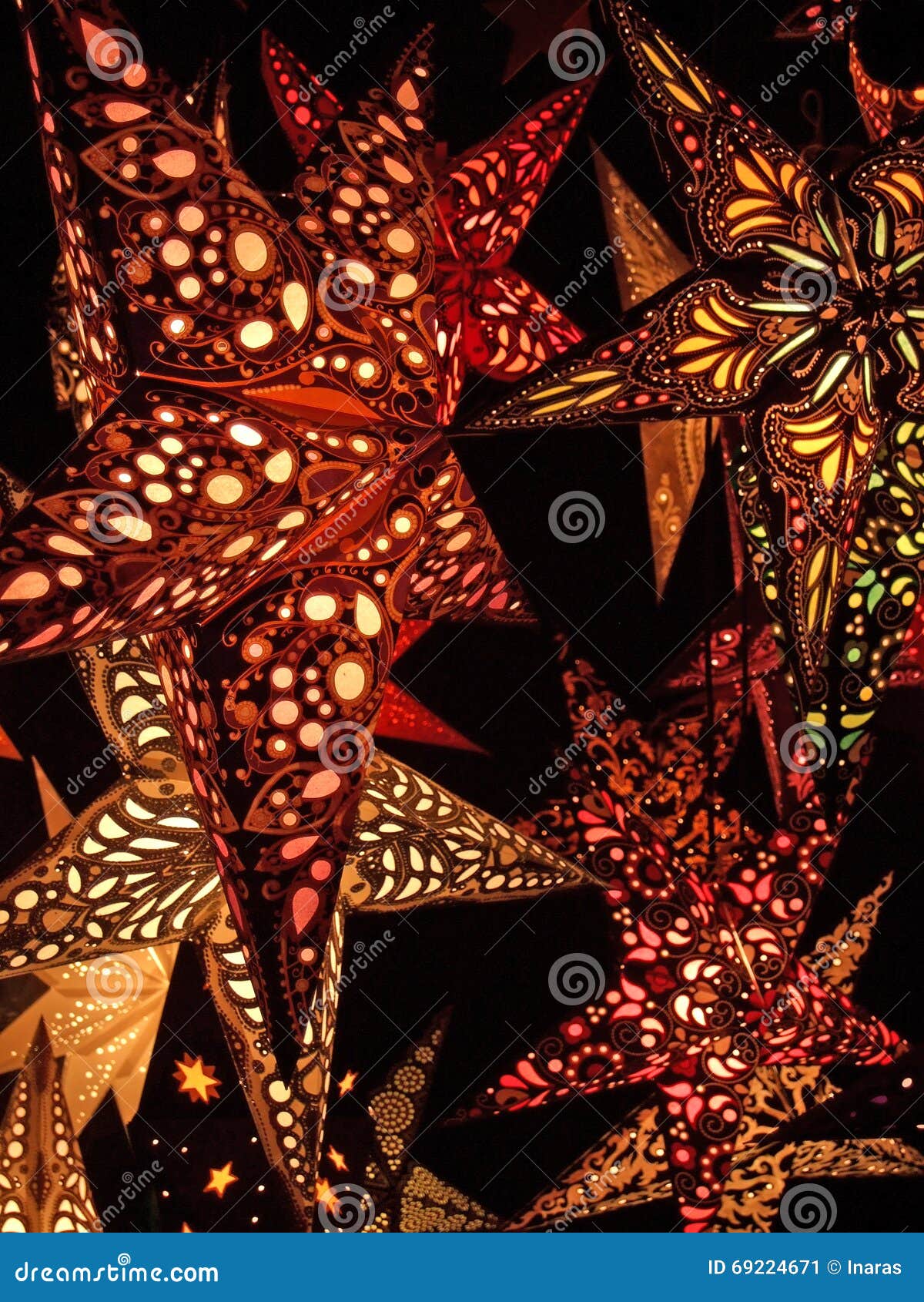 Star Shaped Paper Lanterns stock image. Image of chandelier - 69224671