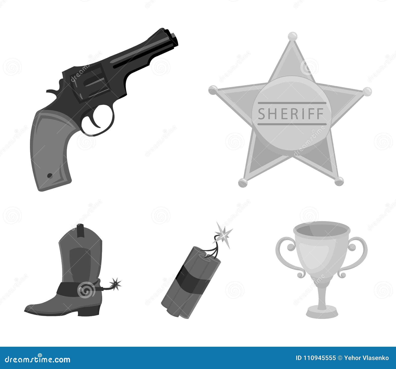 Star Sheriff, Colt, Dynamite, Cowboy Boot. Wild West Set Collection ...