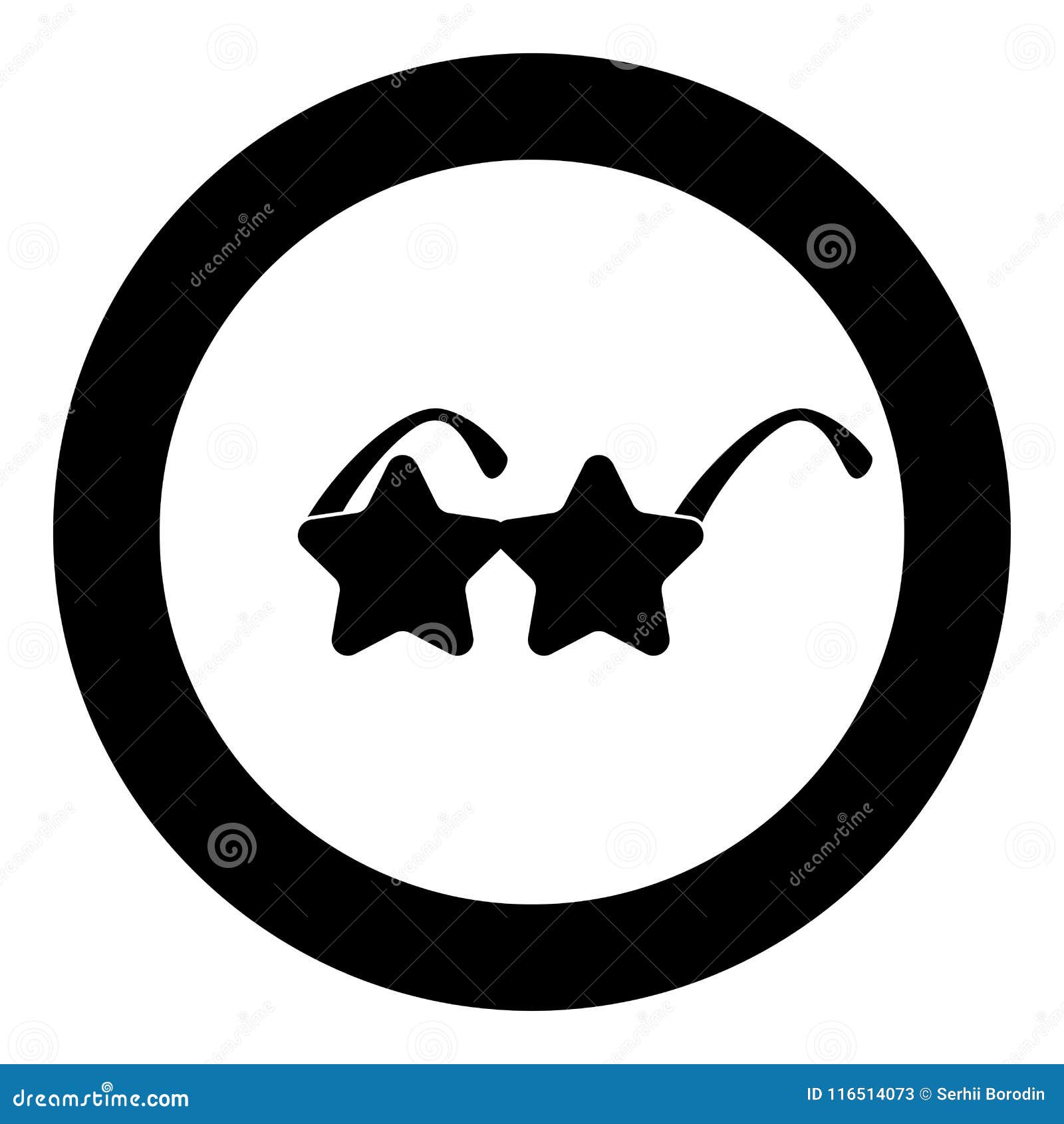 Star Sunglass Icon in Round Black Color Vector Illustration Stock