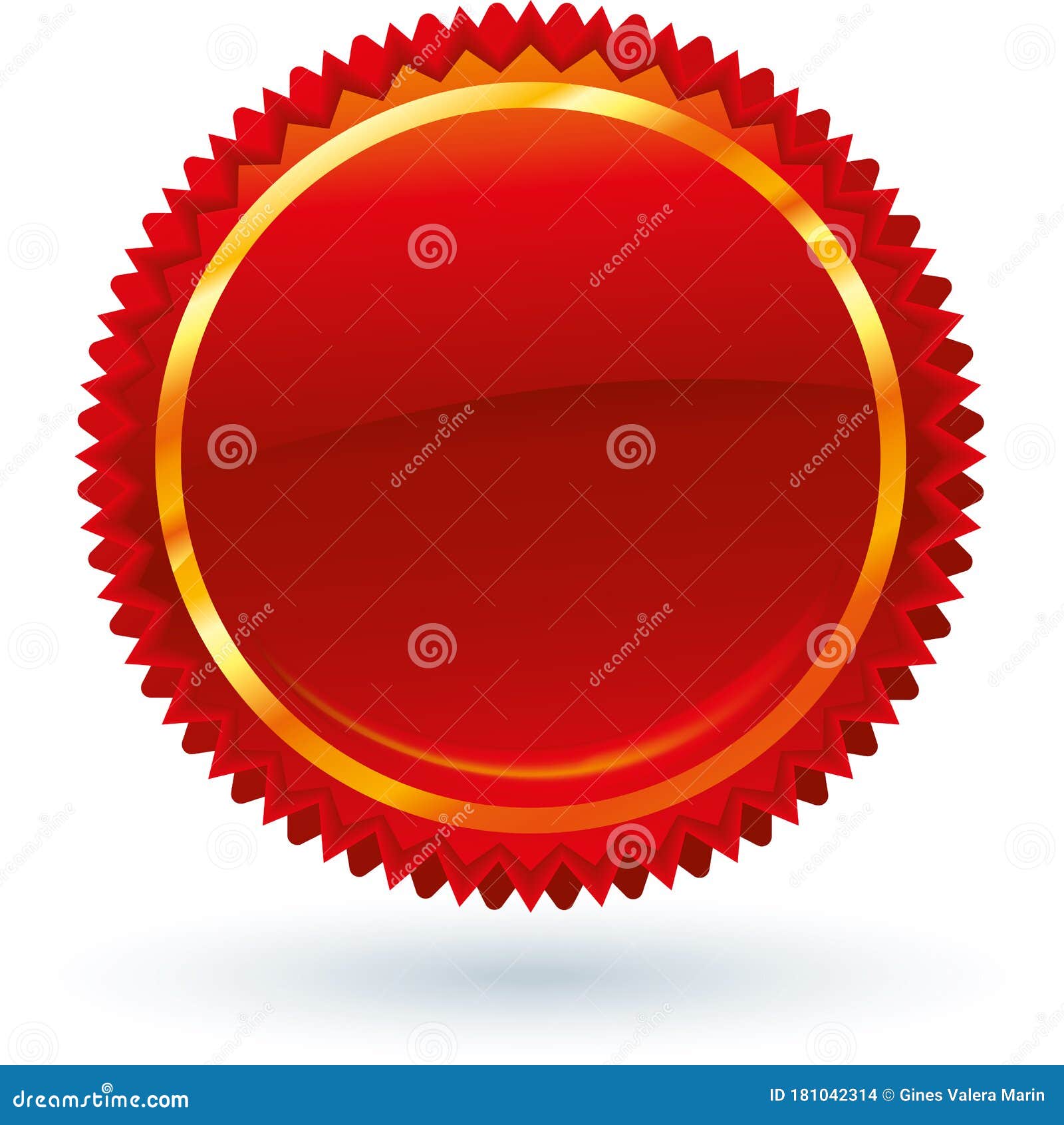 Starburst Badge in Shiny Style with Lights and Shadows Stock