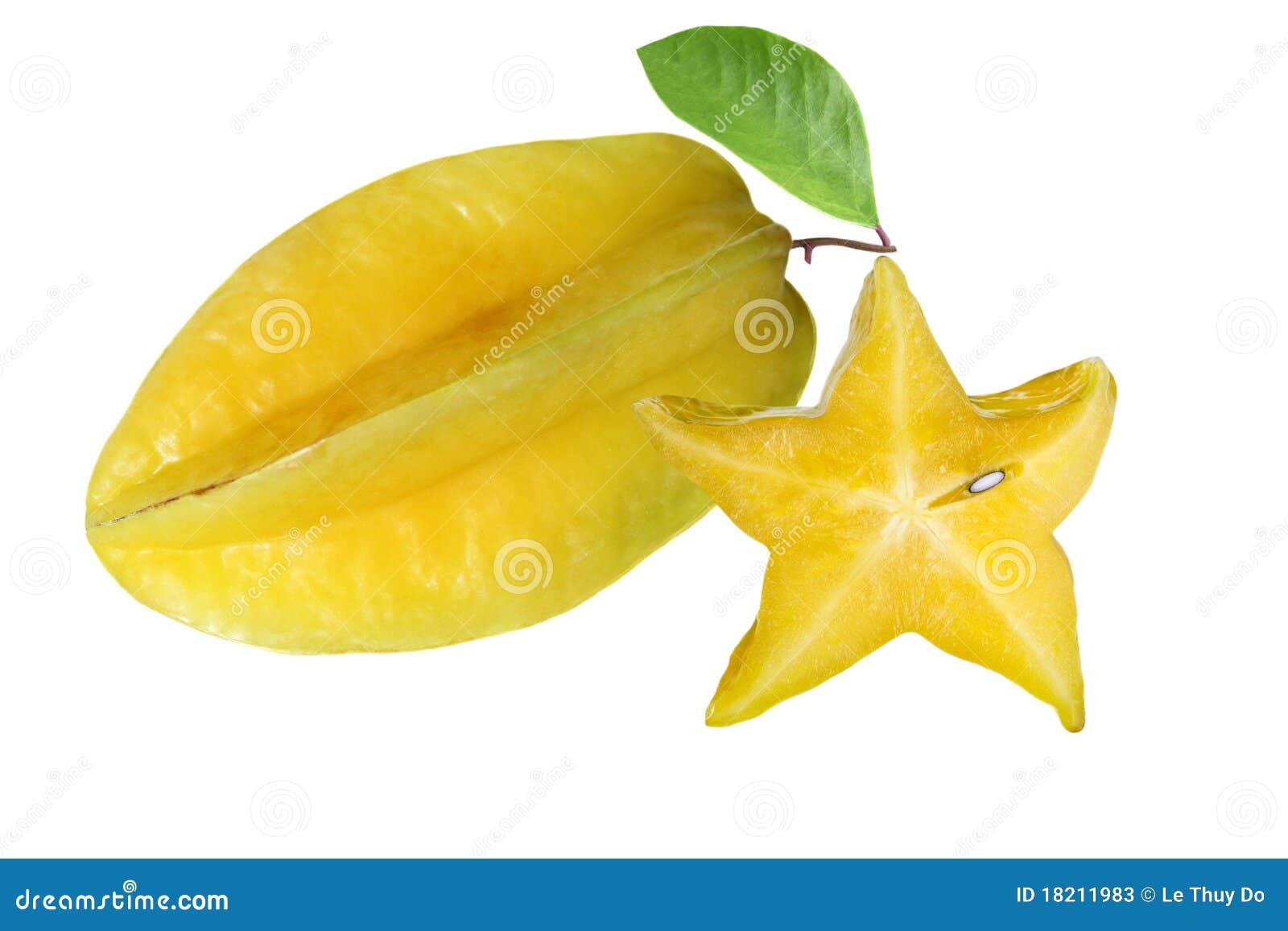 Half Of Carambola, Star Fruit, Slice, Isolated On White Background
