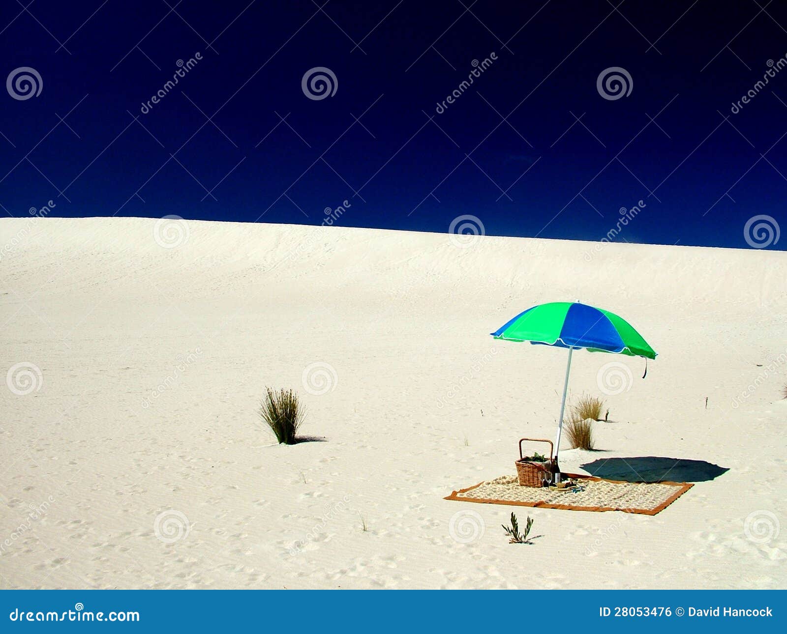 Beach umbrella on sand stock photo. Image of picnic, blue 28053476