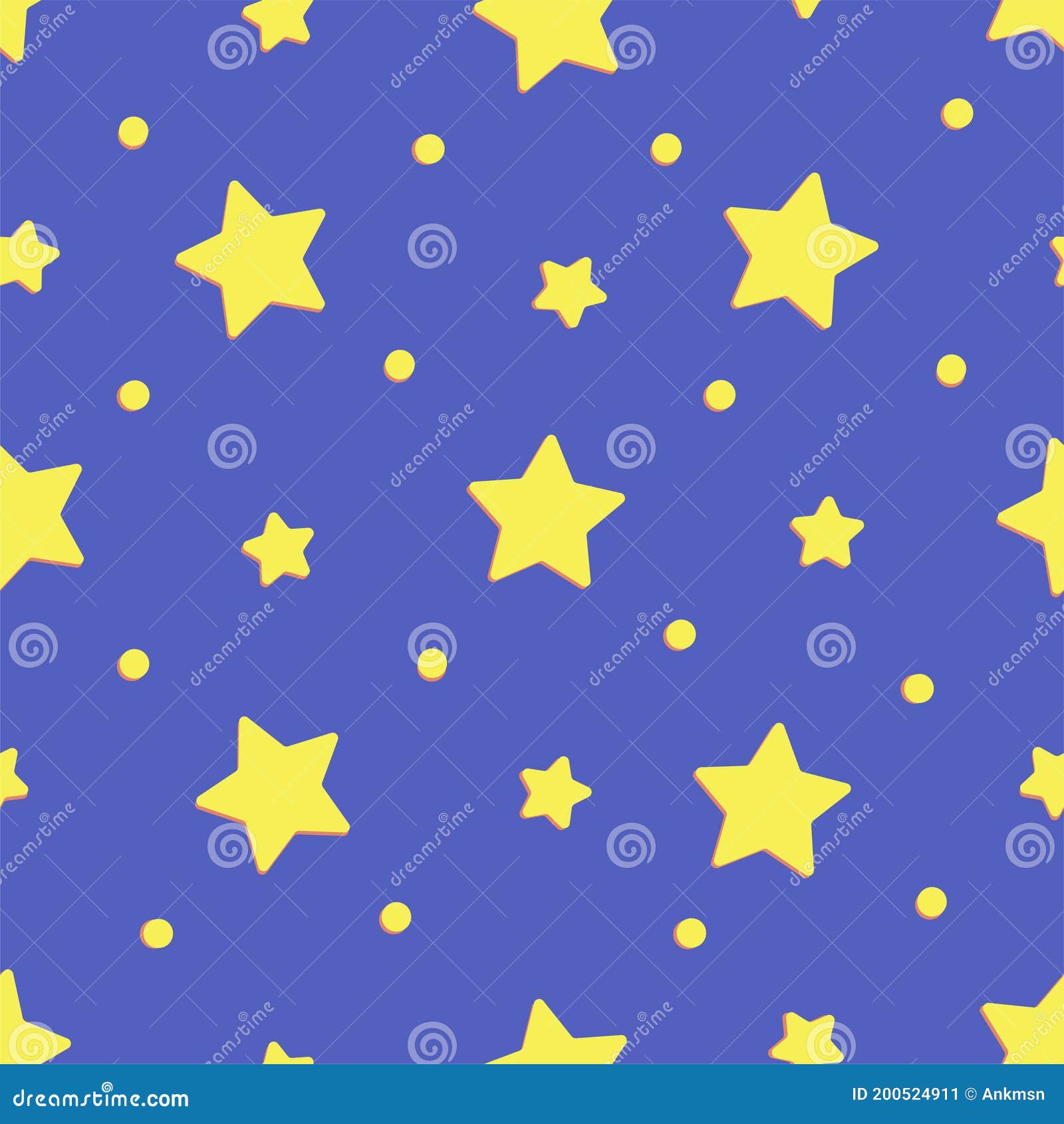 Starry Night in Cartoon Style Seamless Pattern. Vector Background with  Stars in the Sky for Children Stock Vector - Illustration of fabric, flat:  200524911