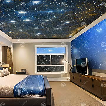 Starry Night Sky: a Bedroom Ceiling Designed Like a Starry Night Sky