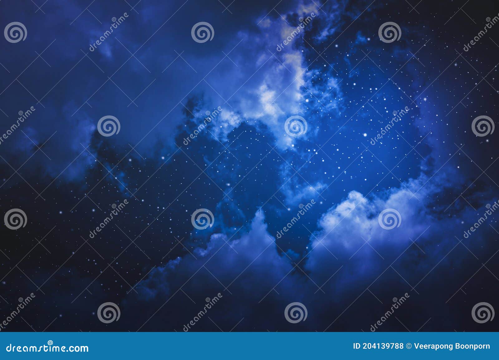 starry night sky with stars and moon in cloudscape background