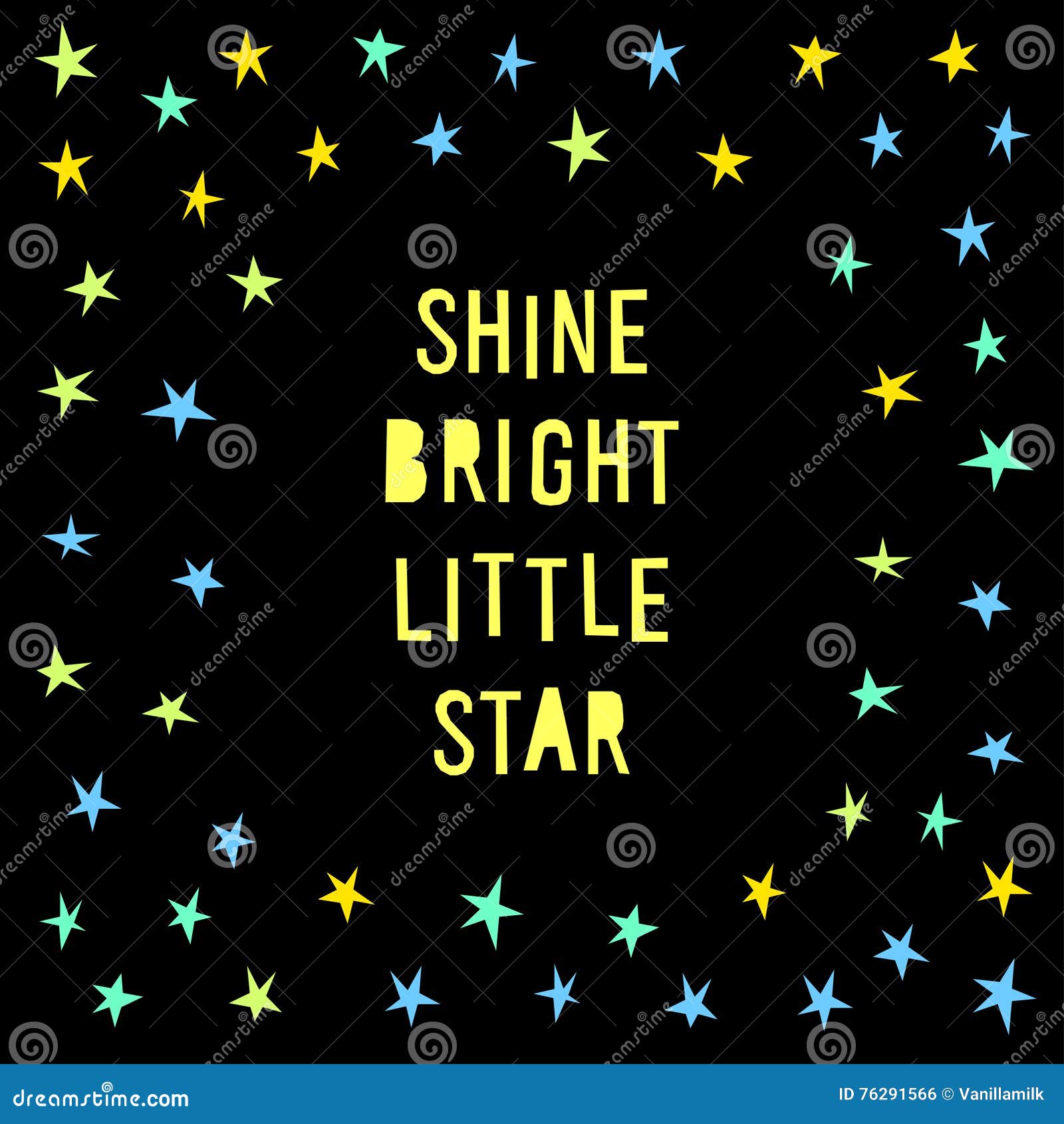 Starry Sky Card Template with Handmade Letters. Stock Vector