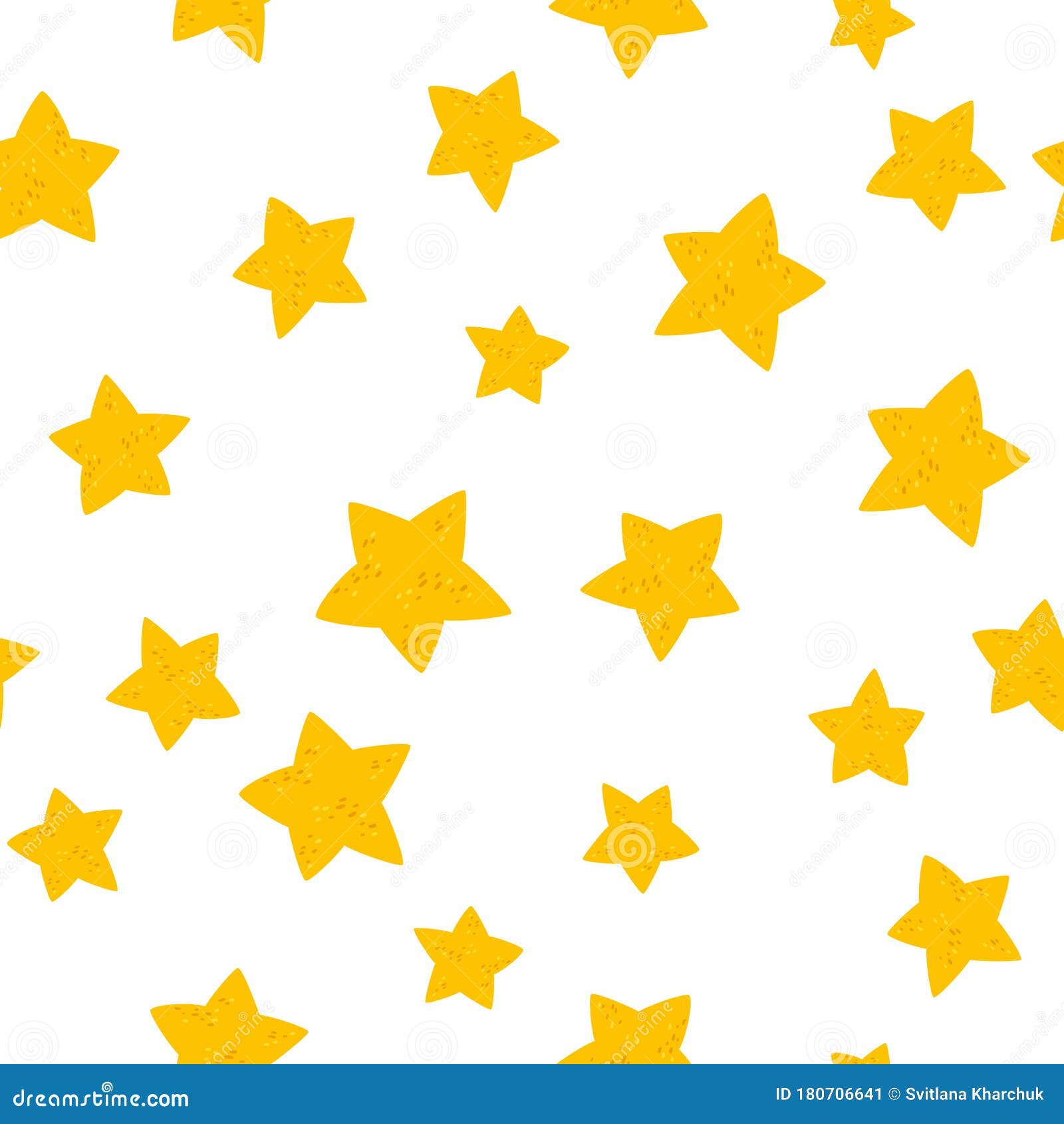 Starry Sky Seamless Pattern. Yellow Stars on a White Background. Vector  Simple Childish Hand-drawn Background in Cartoon Style Stock Illustration -  Illustration of night, fabric: 180706641