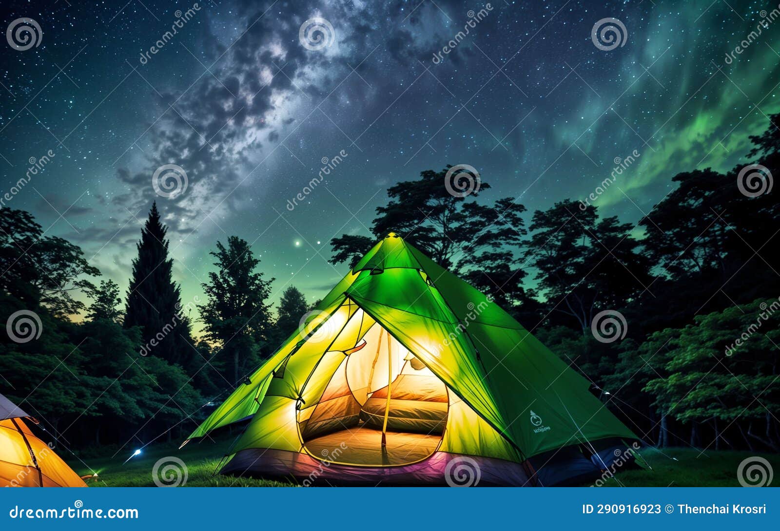 Starry Tranquility Camping Under the Celestial Canopy Stock