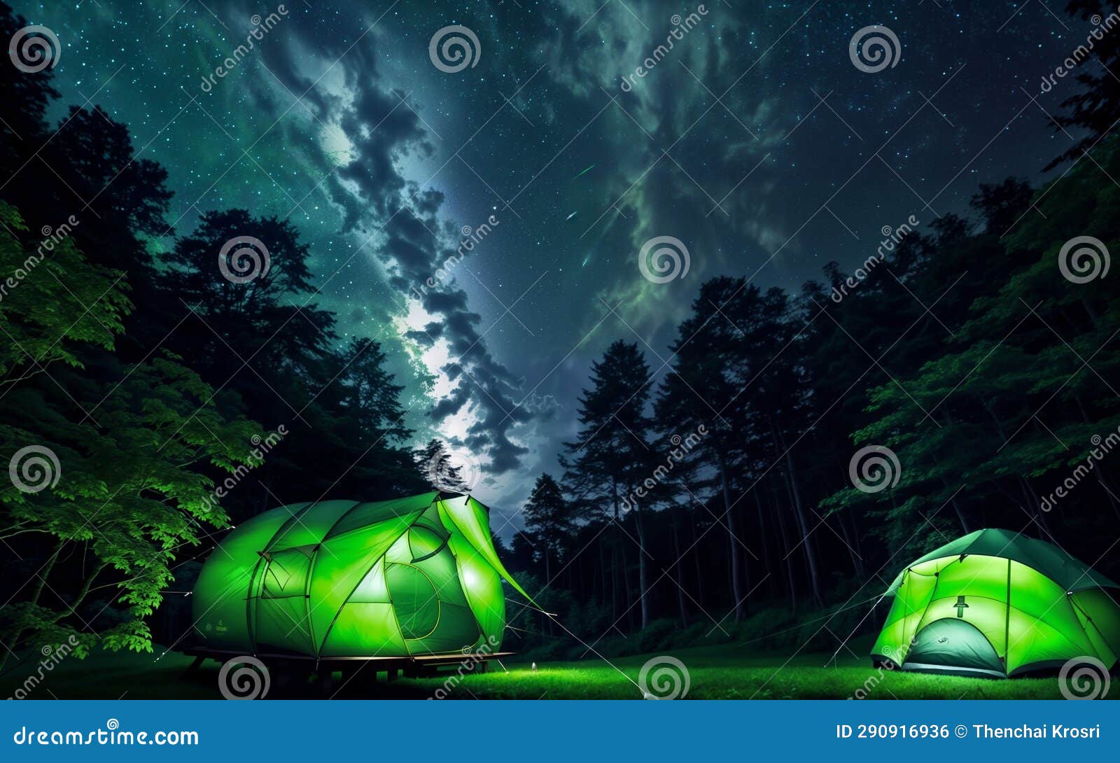 Starry Tranquility Camping Under the Celestial Canopy Stock